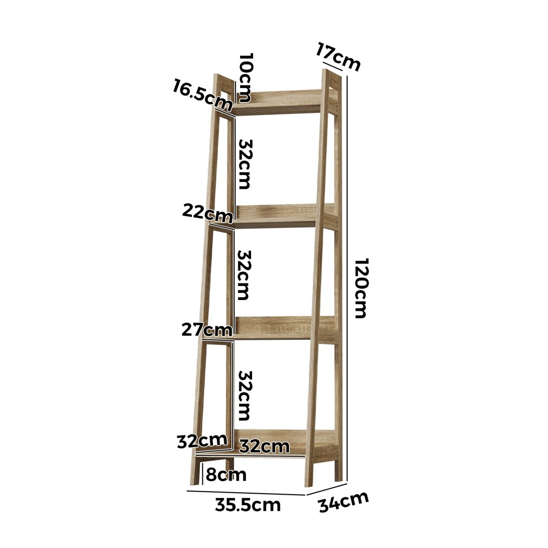 7 Oikiture Bookshelf 4 Tier Corner Ladder Shelf Home Storage Display Rack
 - Natural, 7 of 9