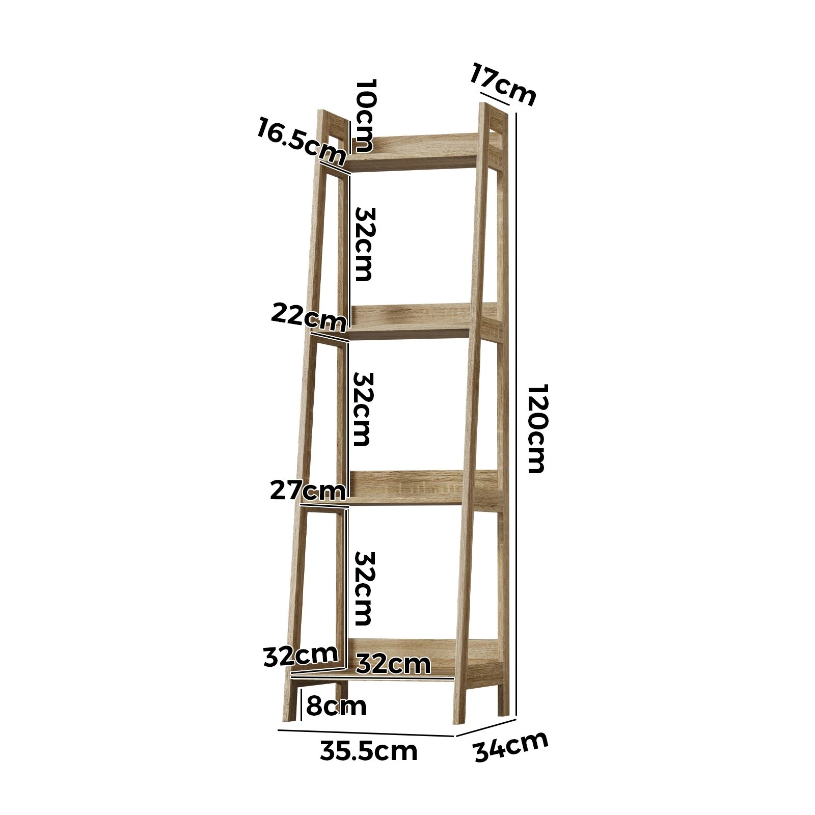 7 Oikiture Bookshelf 4 Tier Corner Ladder Shelf Home Storage Display Rack
 - Natural, 7 of 9