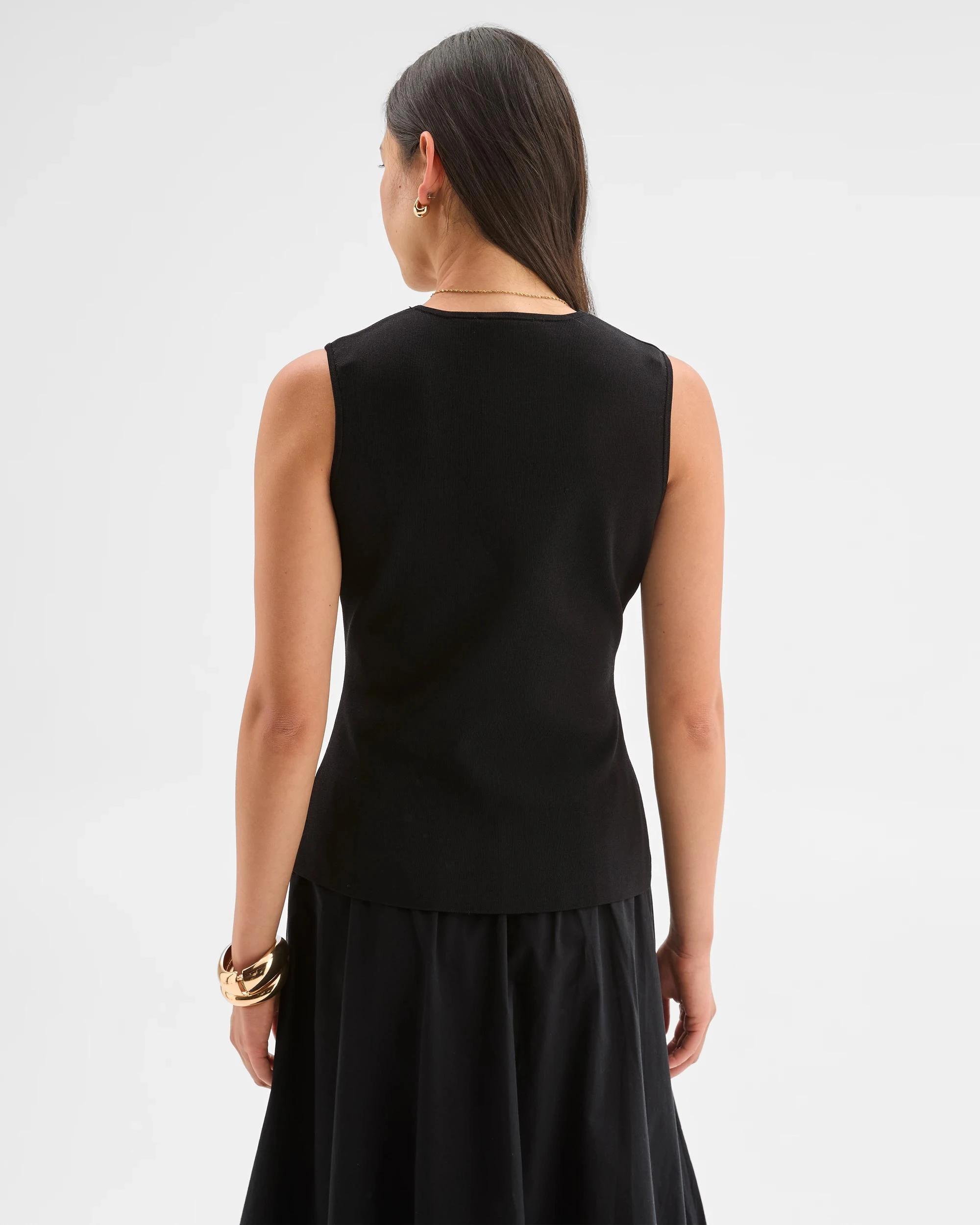 6 Preview Sleeveless Crepe Knit Vest BLACK, 6 of 9