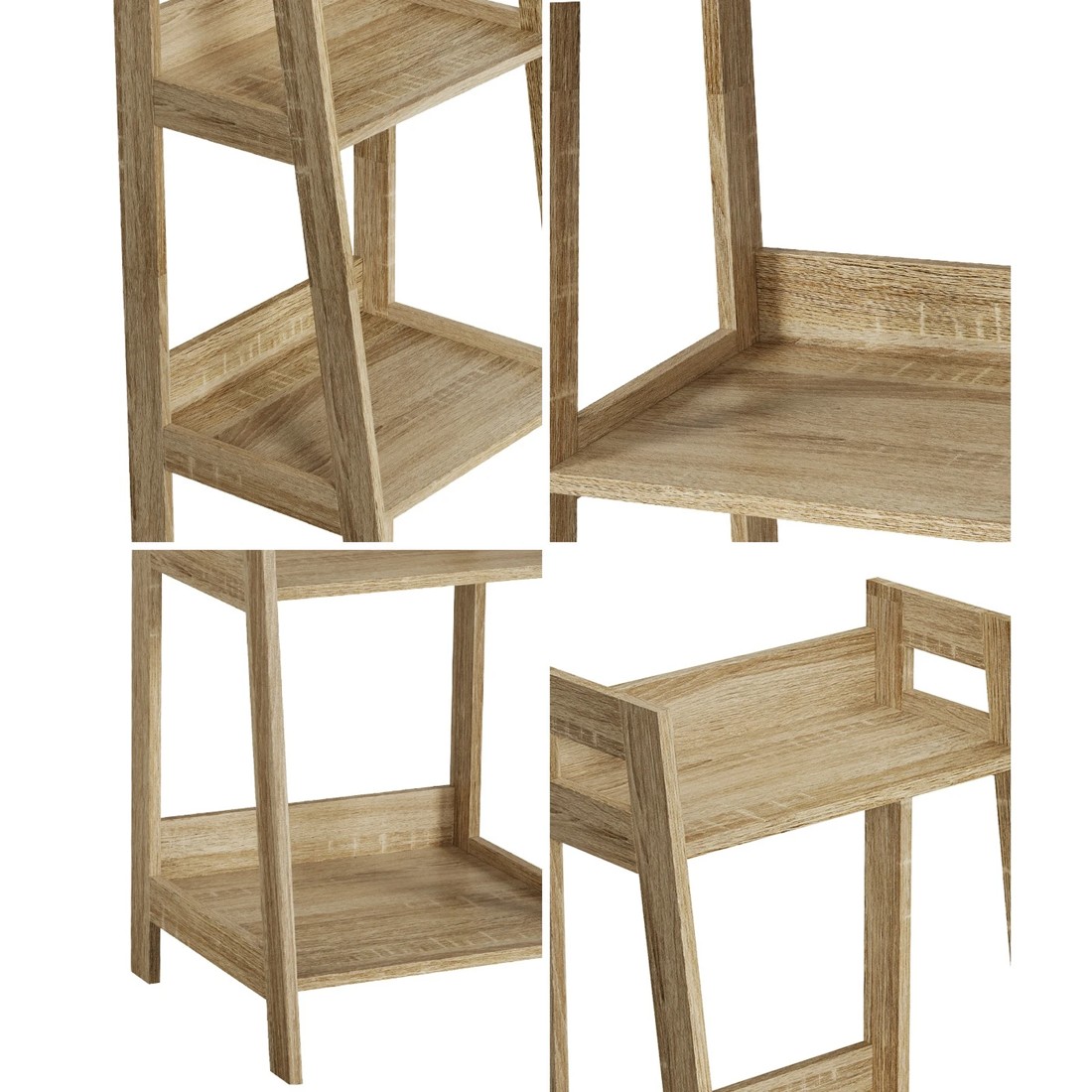 4 Oikiture Bookshelf 4 Tier Corner Ladder Shelf Home Storage Display Rack
 - Natural, 4 of 9