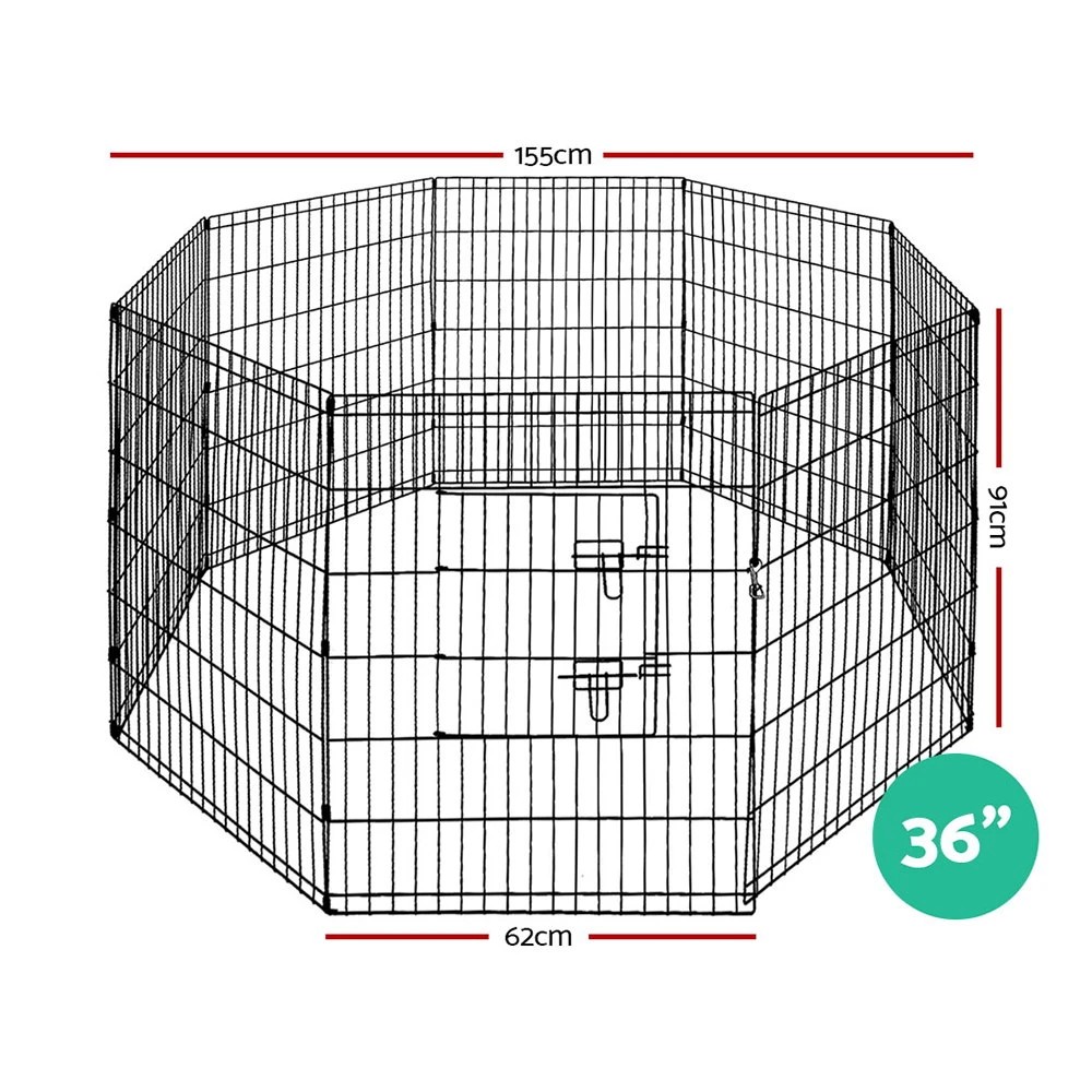 2 i.Pet 36" 8 Panel Dog Playpen Pet Fence Exercise Cage Enclosure Play Pen - Black, 2 of 7