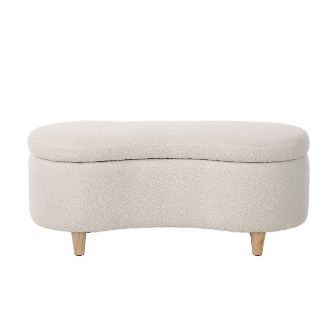 9 Oikiture Storage Ottoman CASHEW Shape Boucle - Beige, 9 of 10