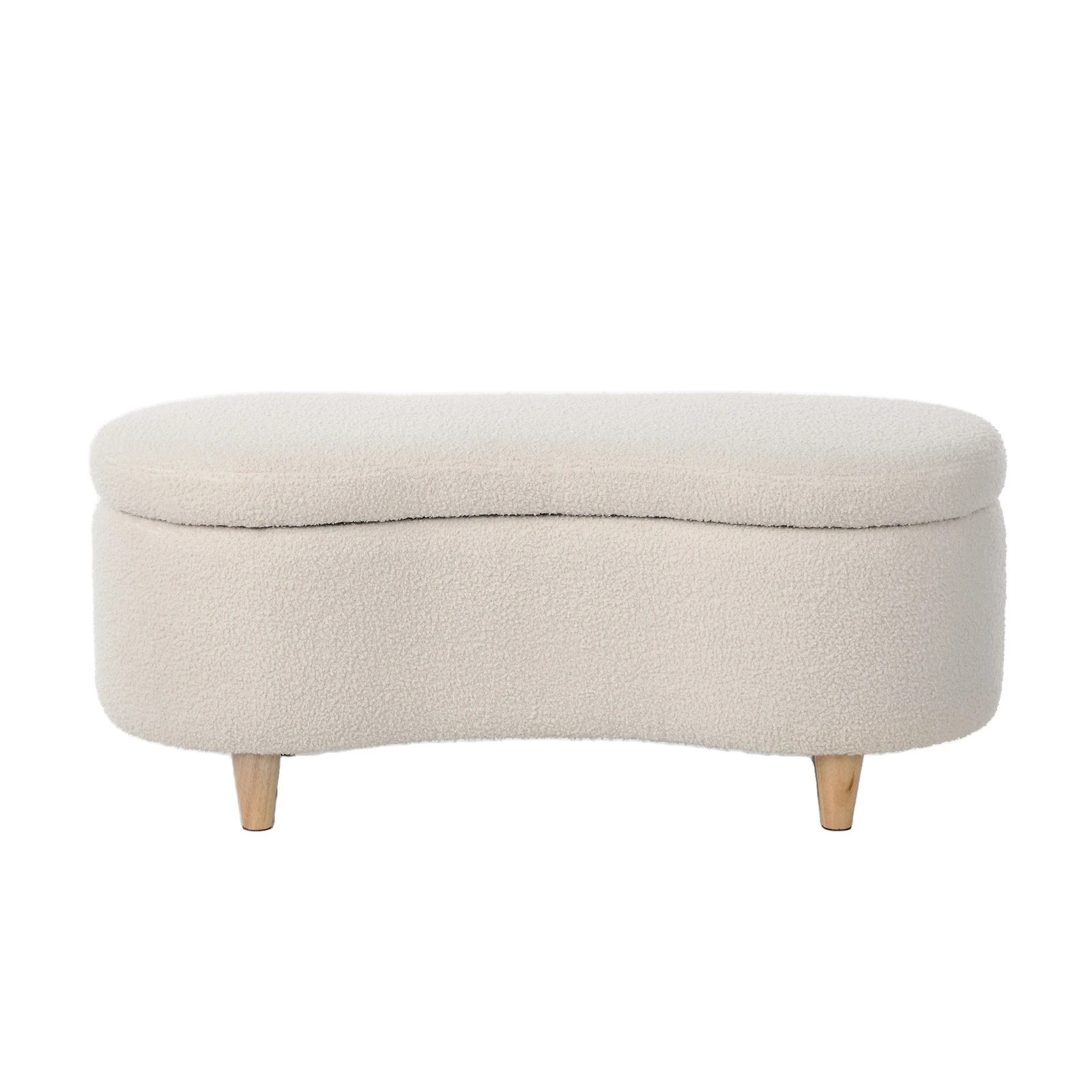 9 Oikiture Storage Ottoman CASHEW Shape Boucle - Beige, 9 of 10