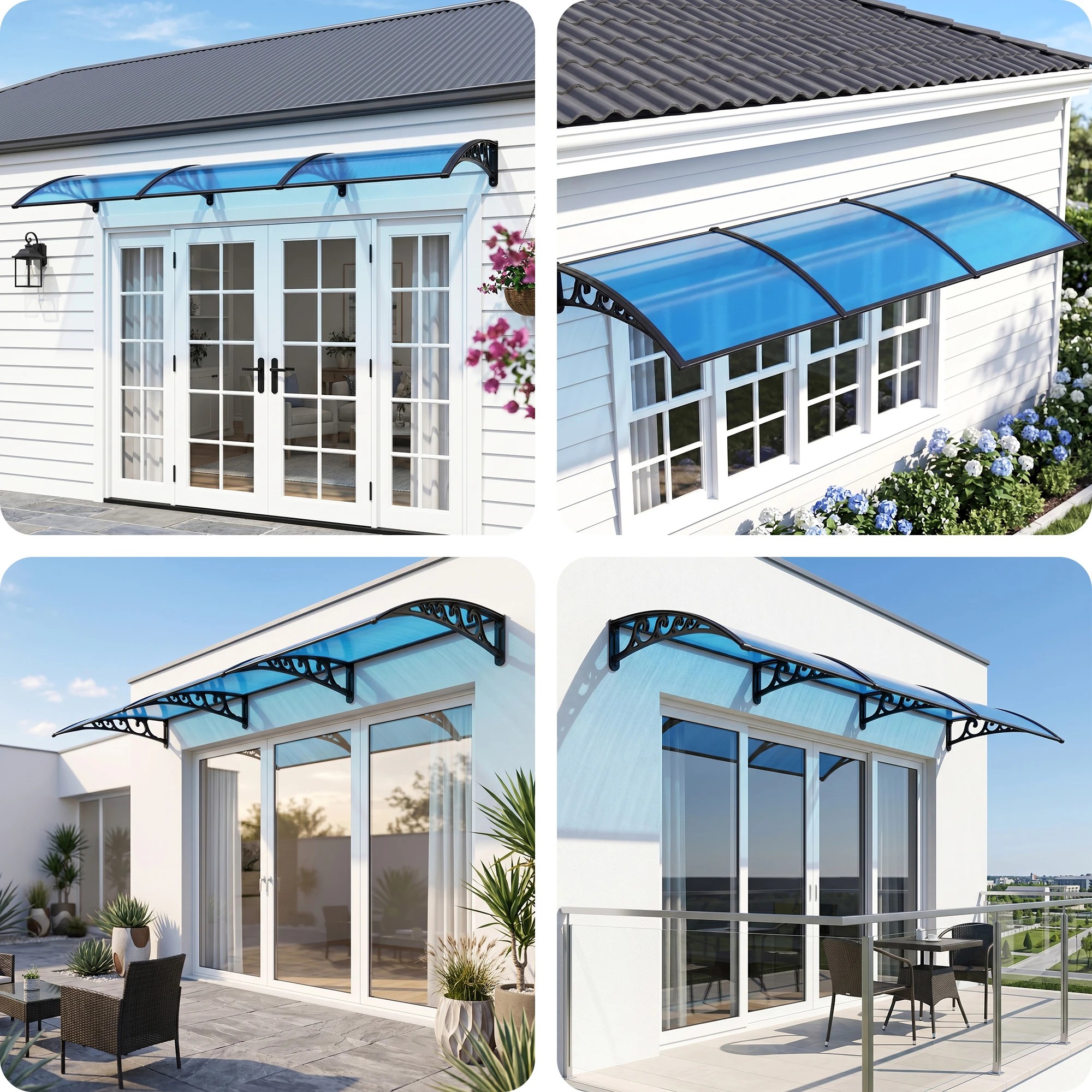 4 Instahut Window Door Awning 1mx3m - Blue, 4 of 9