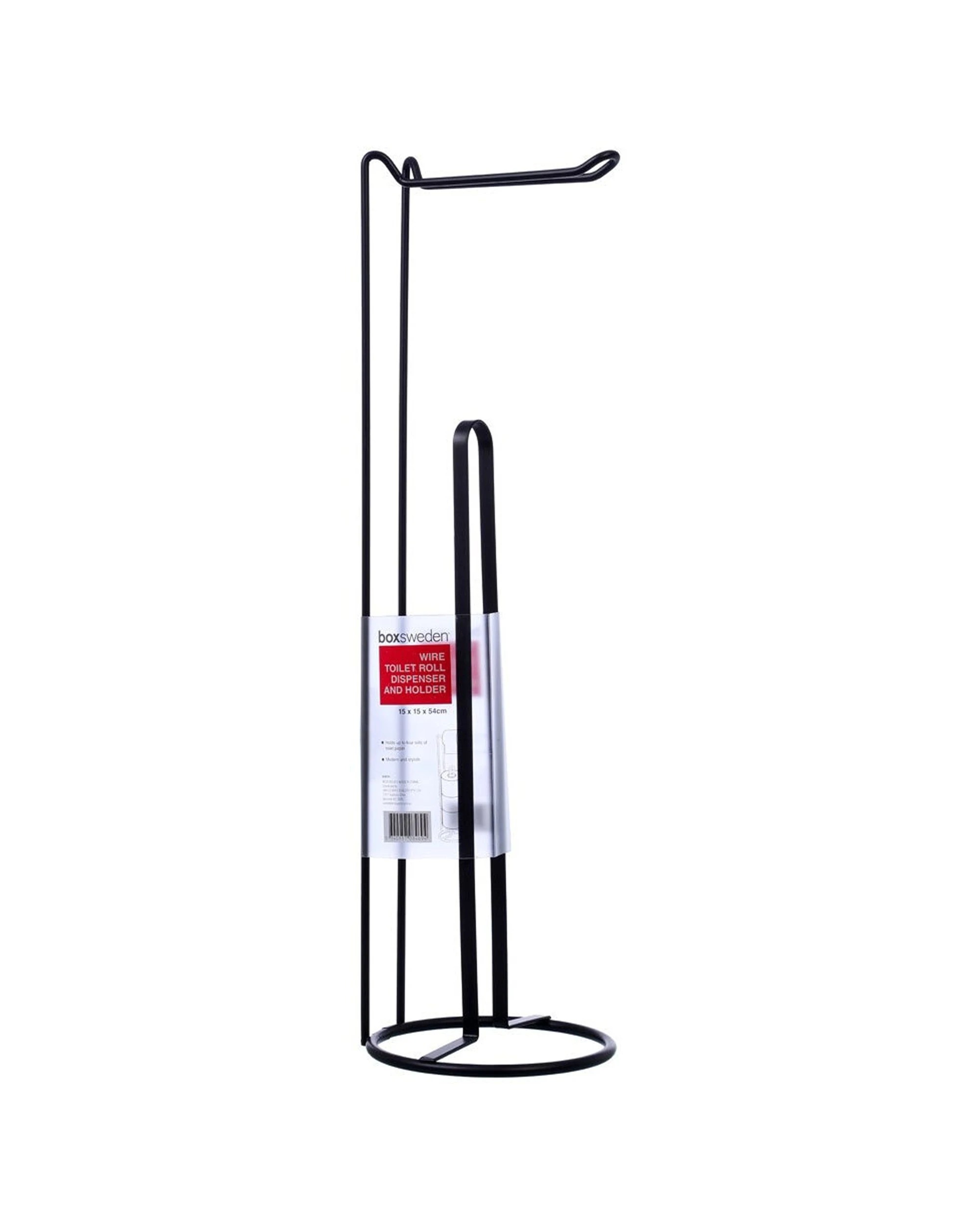 2 Boxsweden 54cm Wire Toilet Roll Dispenser Stand Holds Four Rolls Durable Lightweight Design
 - Black, 2 of 3