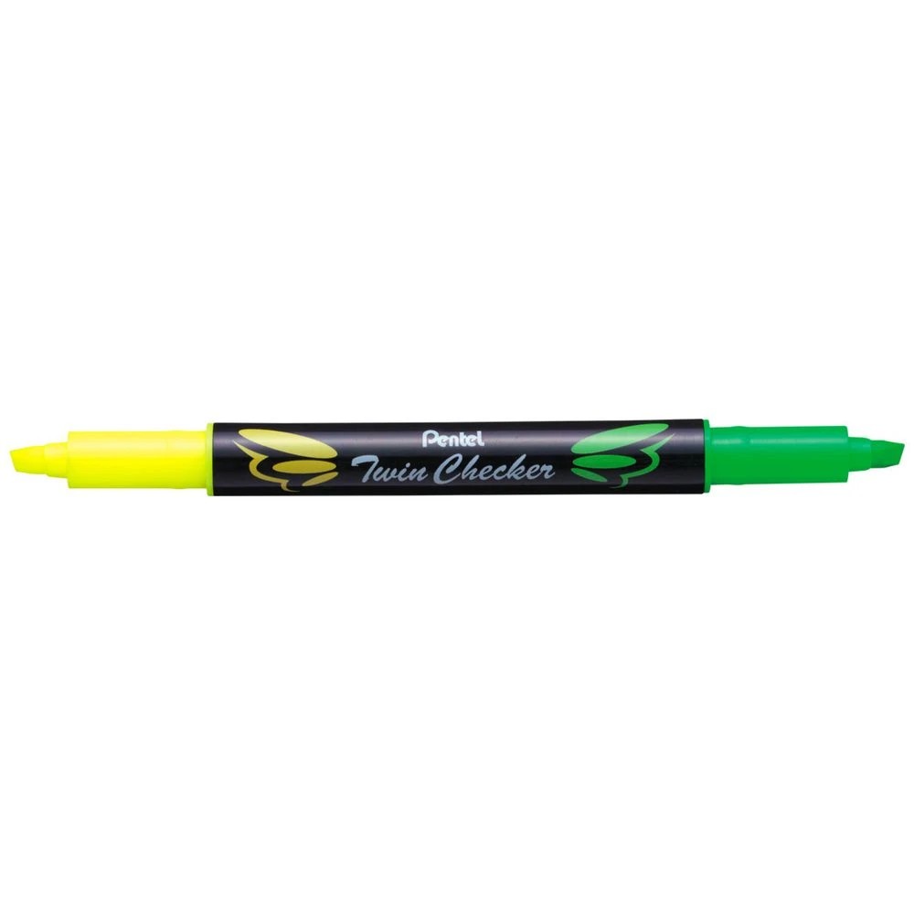 1 Pentel Twin Checker Highlighter Yellow/Light Green, 1 of 1