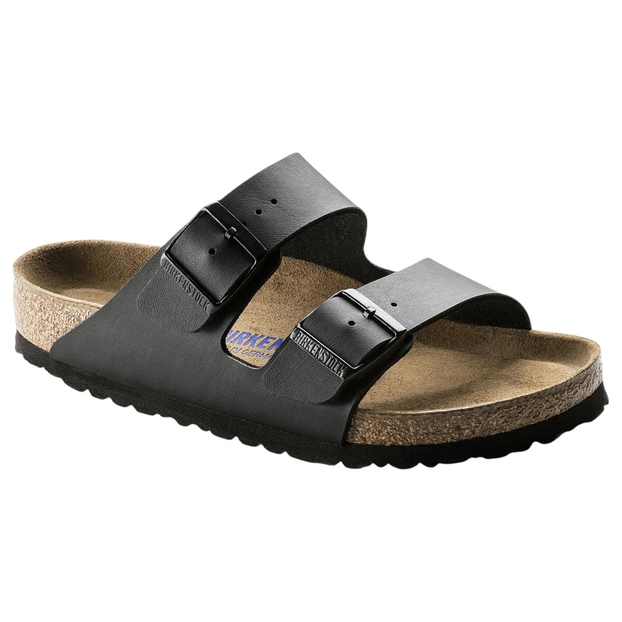 1 Birkenstock Womens Arizona SFB Birko Flor Narrow Slip On Sandals BLACK, 1 of 8