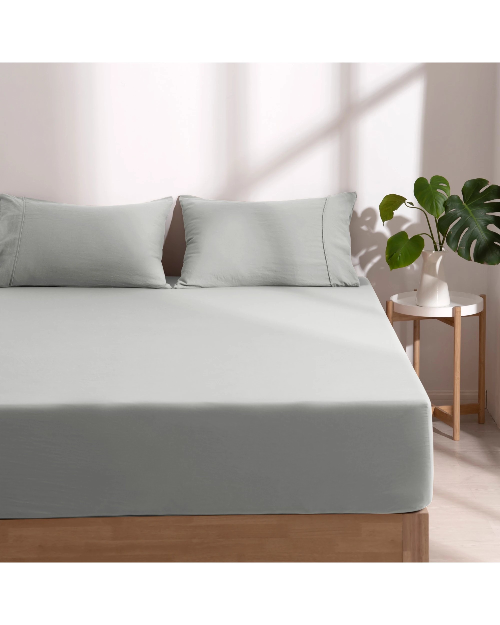 2 Dreamaker Superfine Washed Microfibre Combo Fitted Sheet Set - Queen Bed - Dove Grey, 2 of 8