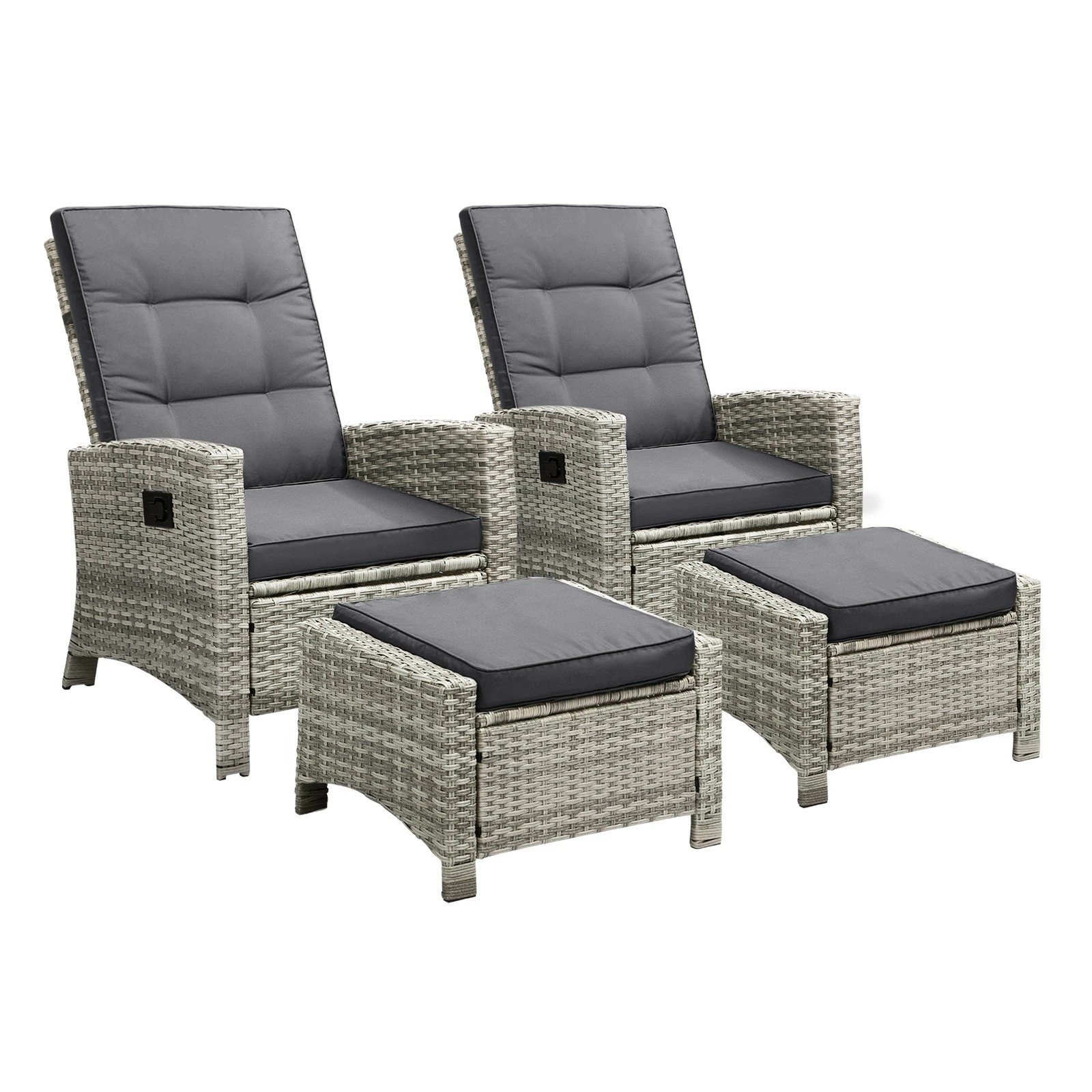 1 Livsip Recliner Chairs Outdoor Sun Lounger Setting Wicker Sofa Patio Furniture
 - Grey, 1 of 9