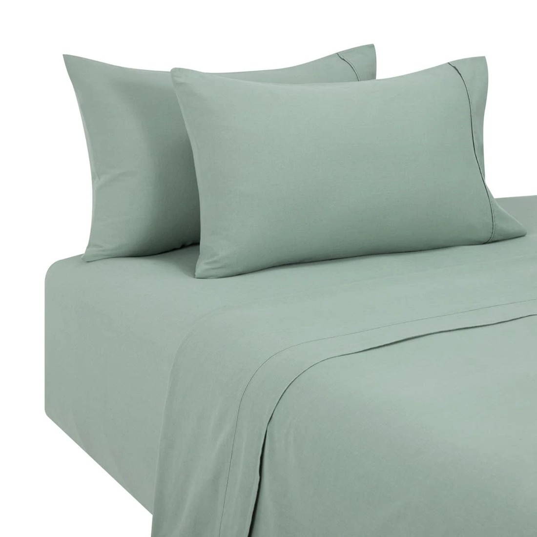 5 Cotton Linen Sheet Set - Queen Bed, Sage, 5 of 7