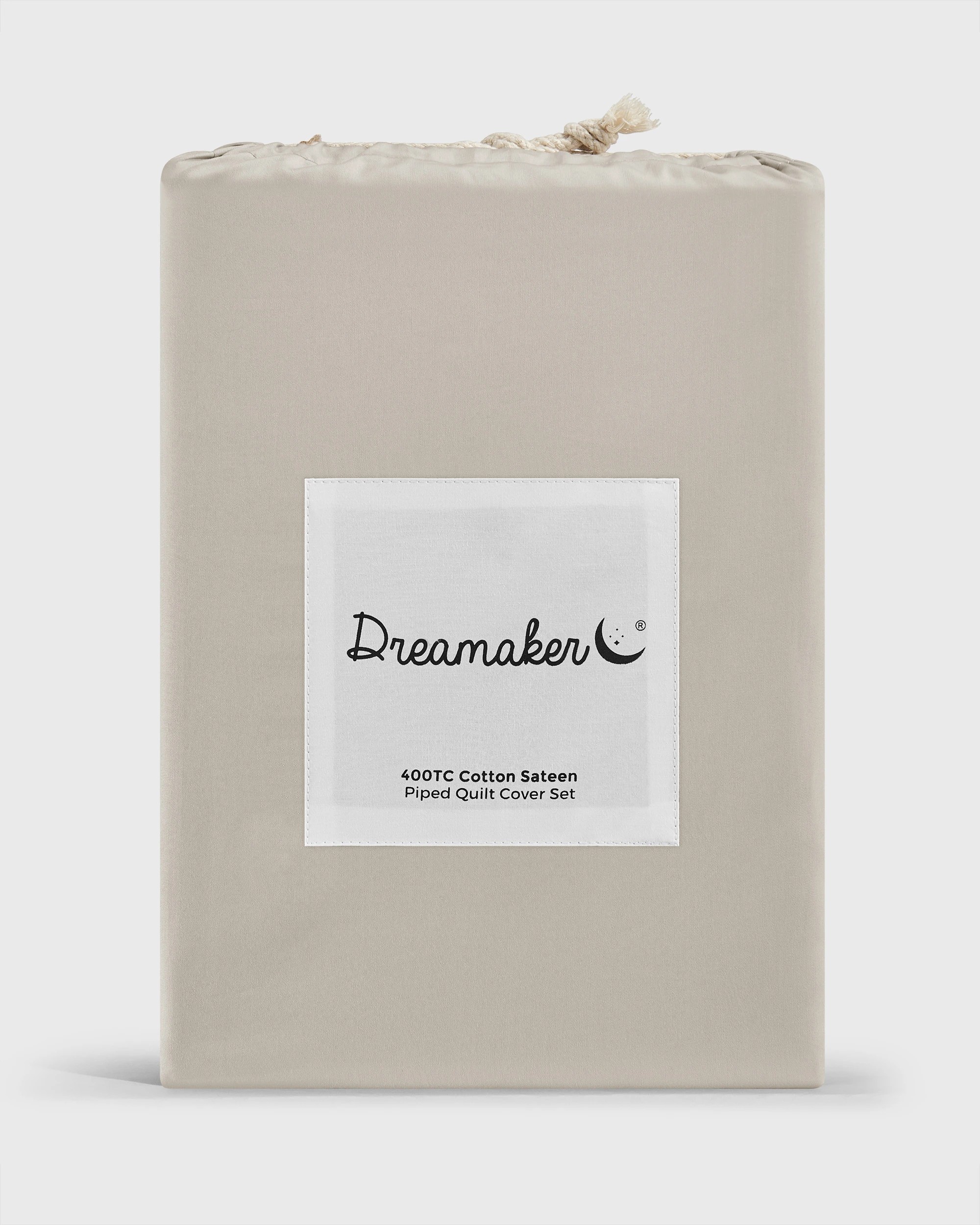 10 Dreamaker 400TC Premium Cotton Sateen Piped Quilt Cover Set - Single Bed - Oatmeal, 10 of 10