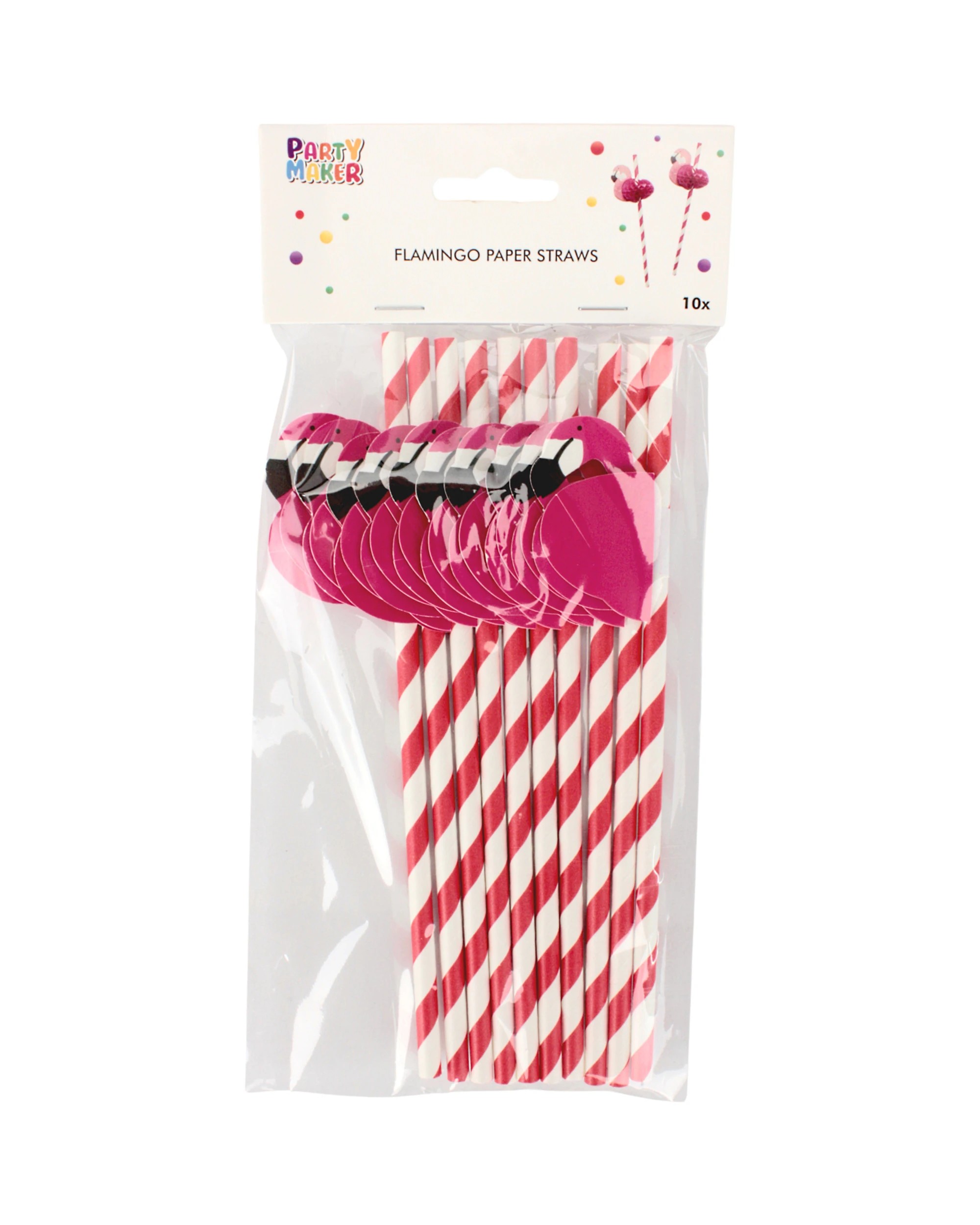 2 Partyrama Pink Flamingo Honeycomb Paper Straws Pack of 10 - Pink and White, 2 of 2