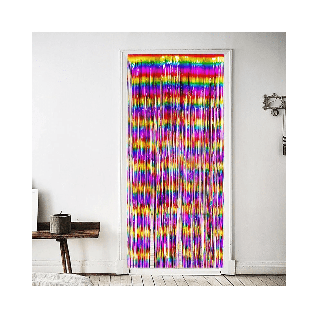 4 Party Maker Metallic Multi-Colour Foil Backdrop Curtain 100cm x 200cm, 4 of 5