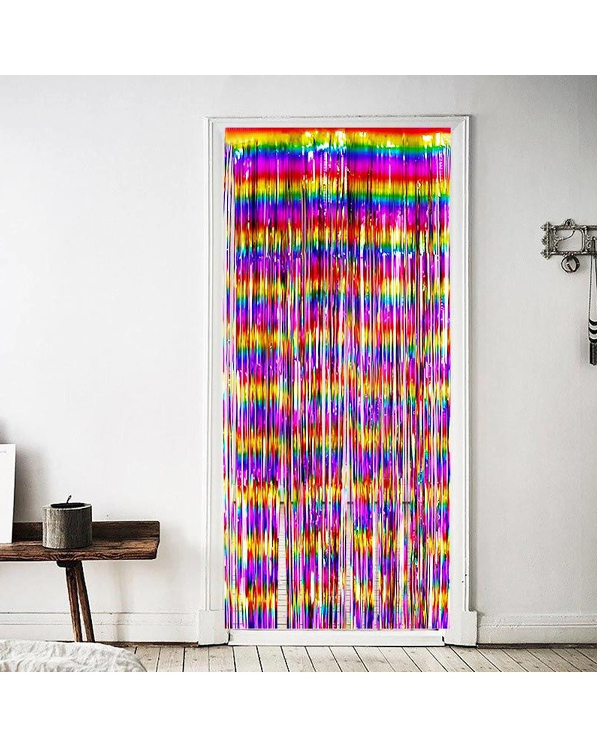 4 Metallic Multi-Colour Foil Backdrop Curtain 100cm x 200cm - Multi-Colored, 4 of 5