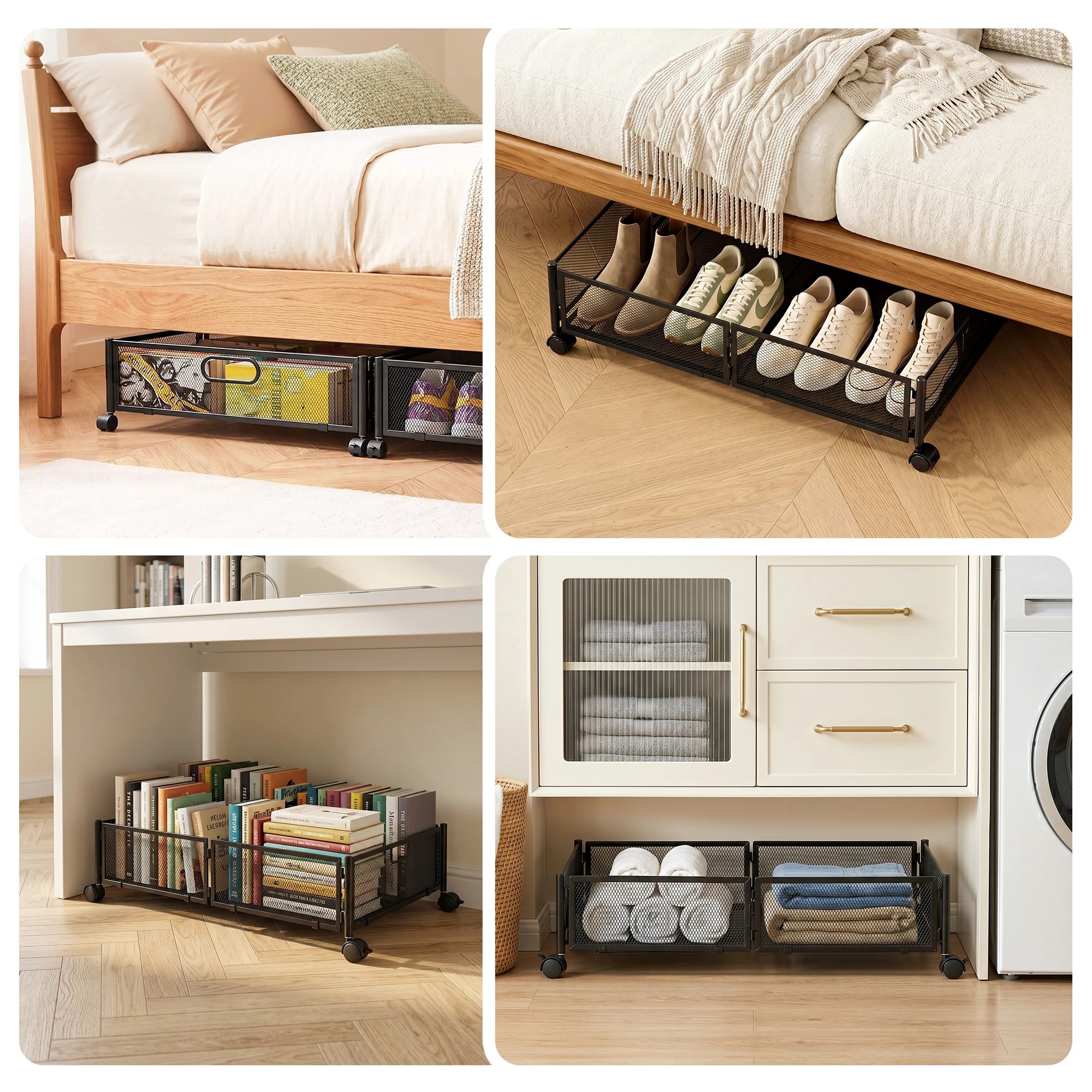 8 Artiss 4X Under Bed Storage Boxes Containers - Black, 8 of 9
