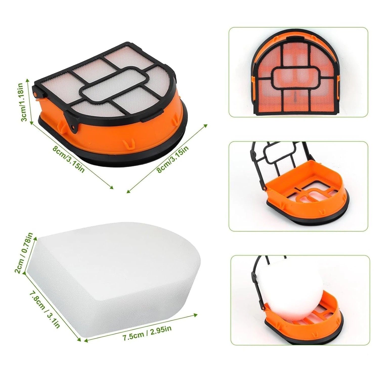 2 Hygieia Filter Set For Shark Hydrovac Cordless 3-In-1 Cleaner (Wd210 Wd210Anz) - Grey, 2 of 4