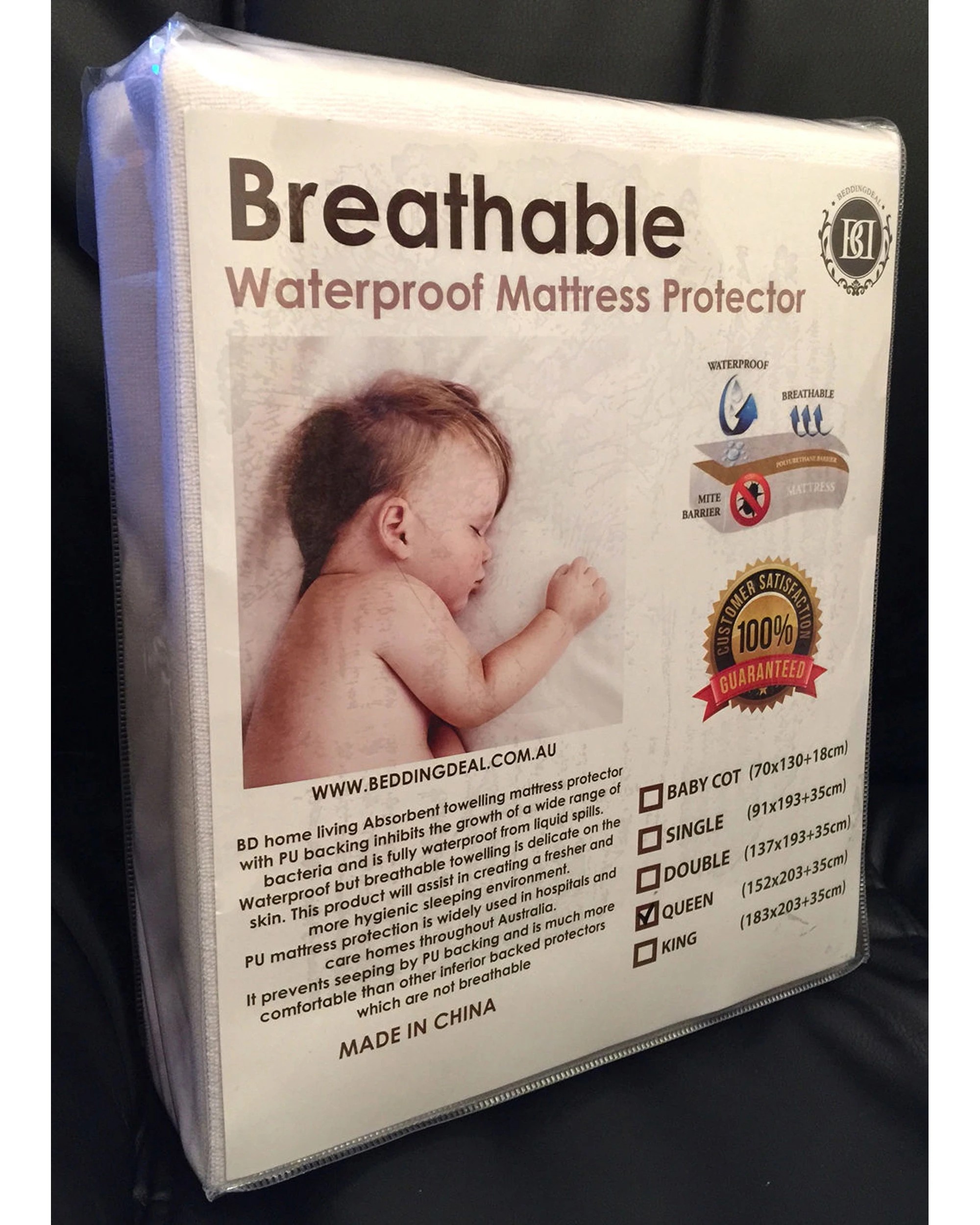 2 Cotton More 100% Cotton Terry Towelling Waterproof Mattress Protector Double - White, 2 of 3