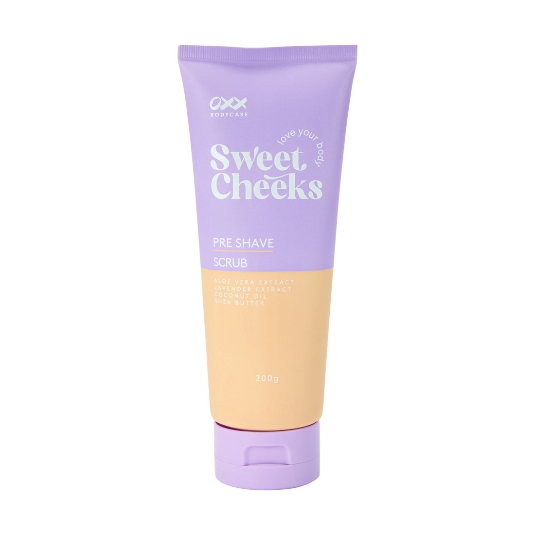 1 OXX Bodycare Sweet Cheeks Pre-Shave Scrub 200ml - Aloe Vera Extract, Lavender Extract, Coconut Oil and Shea Butter, 1 of 3