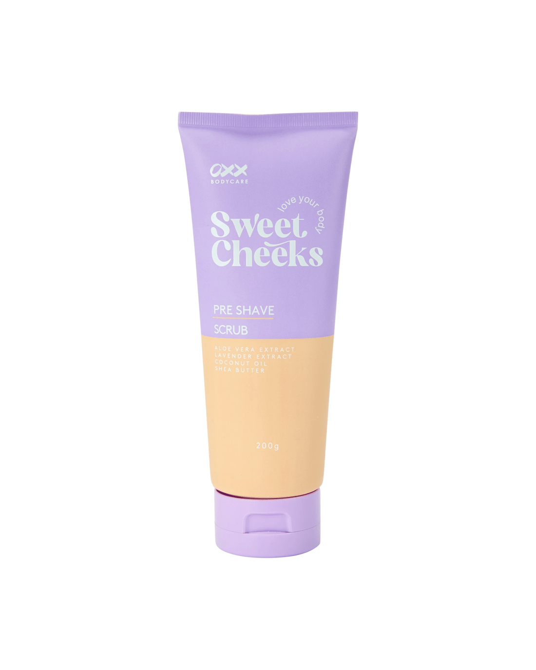 1 OXX Bodycare Sweet Cheeks Pre-Shave Scrub 200ml - Aloe Vera Extract, Lavender Extract, Coconut Oil and Shea Butter, 1 of 3
