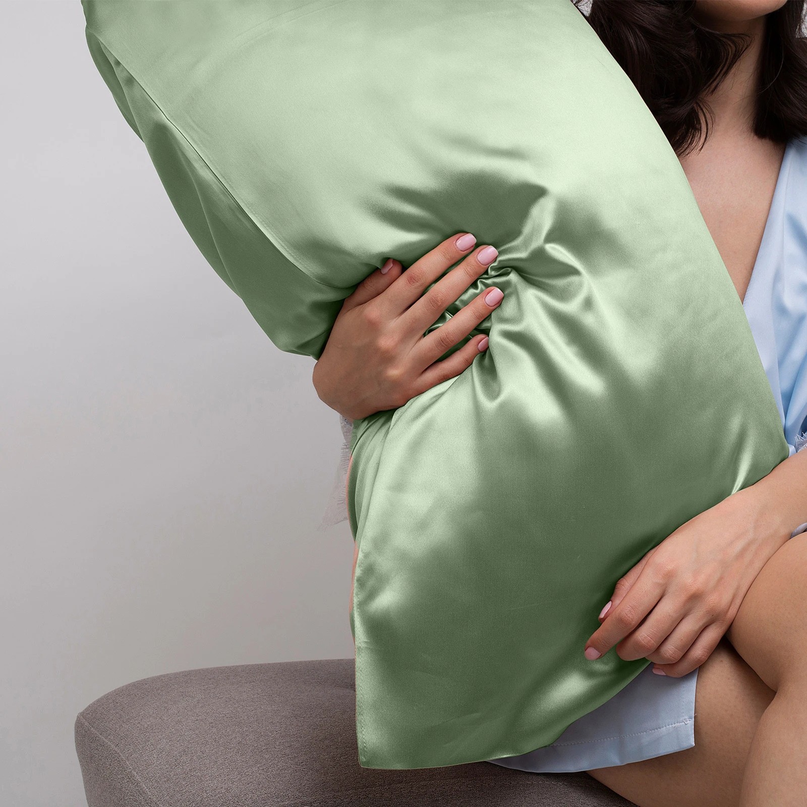 2 Casa Decor Luxury Satin Pillowcase Set With Gift Box Luxury Bedding  Twin Pack - Green, 2 of 10