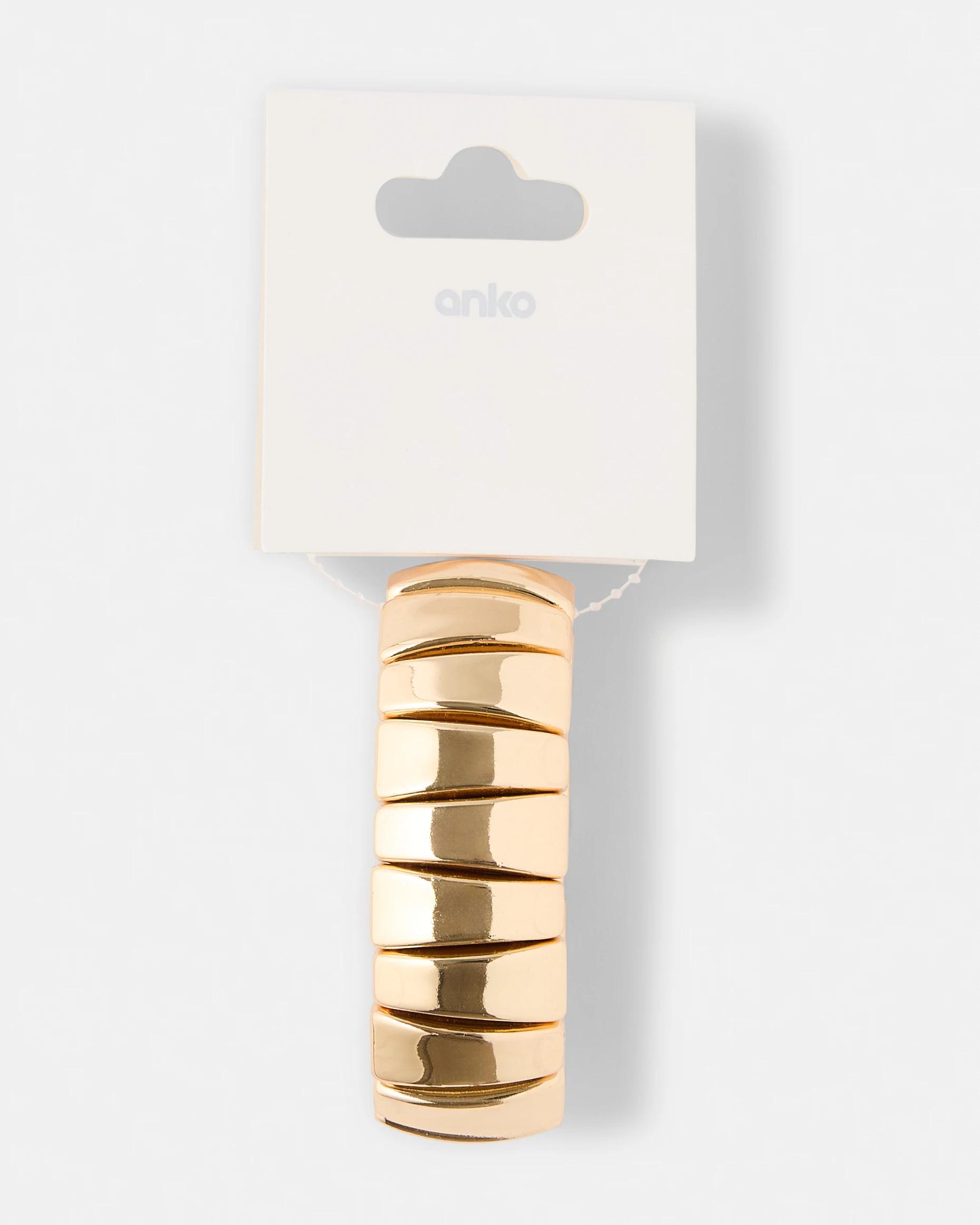 5 Chunky Stretch Bracelet - Gold Tone Gold, 5 of 5