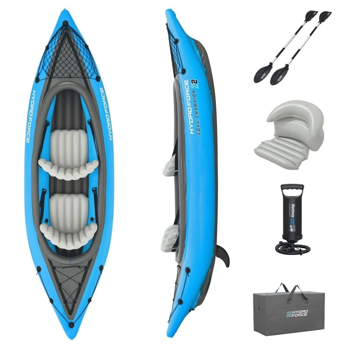 2 Bestway Hydro-Force Inflata-Shield Inflatable Cove Champion X2 Kayak Set, 2 of 10