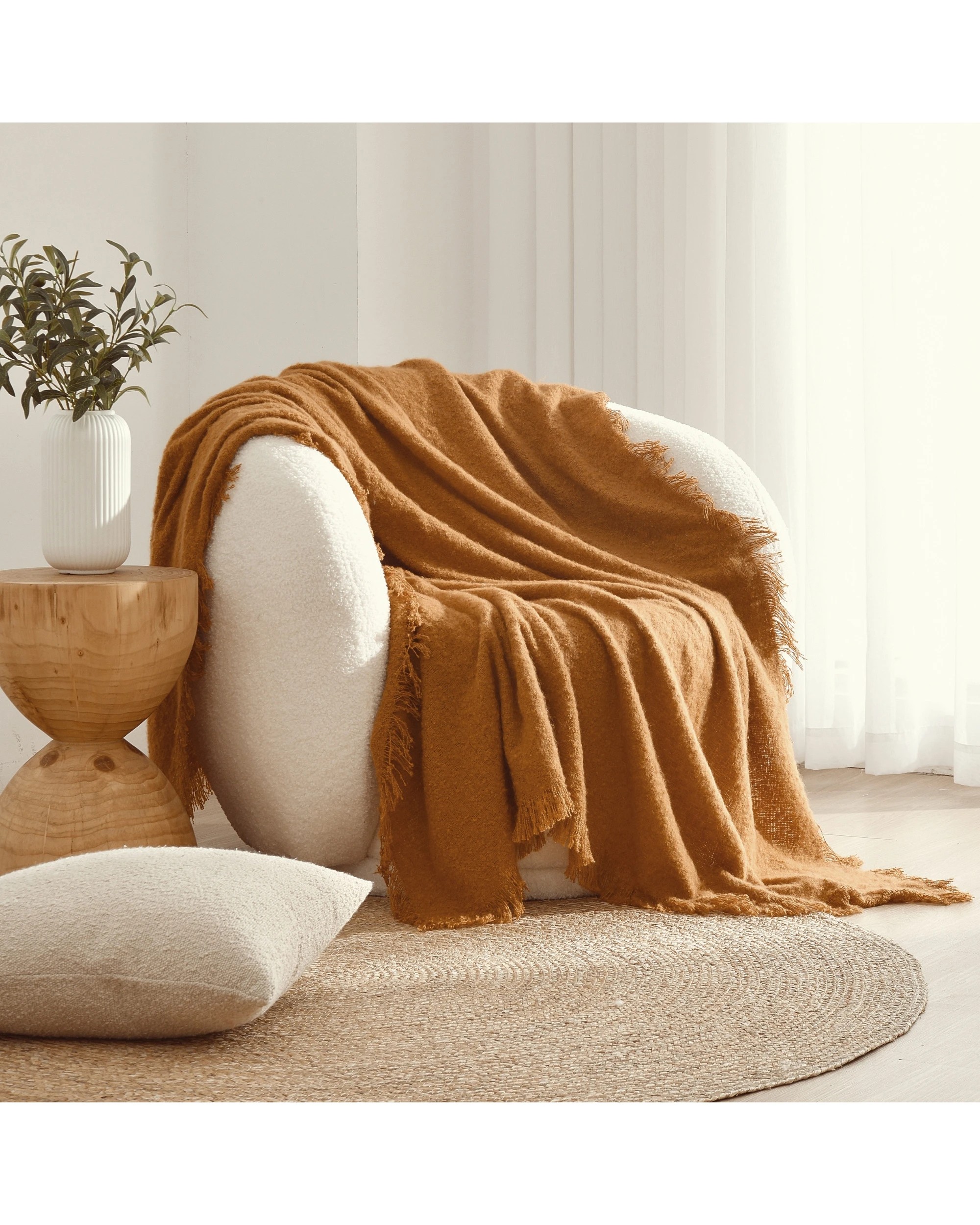 2 Cadence & Co. Amelie Super Soft Boucle Throw 130x170cm - Ginger, 2 of 5