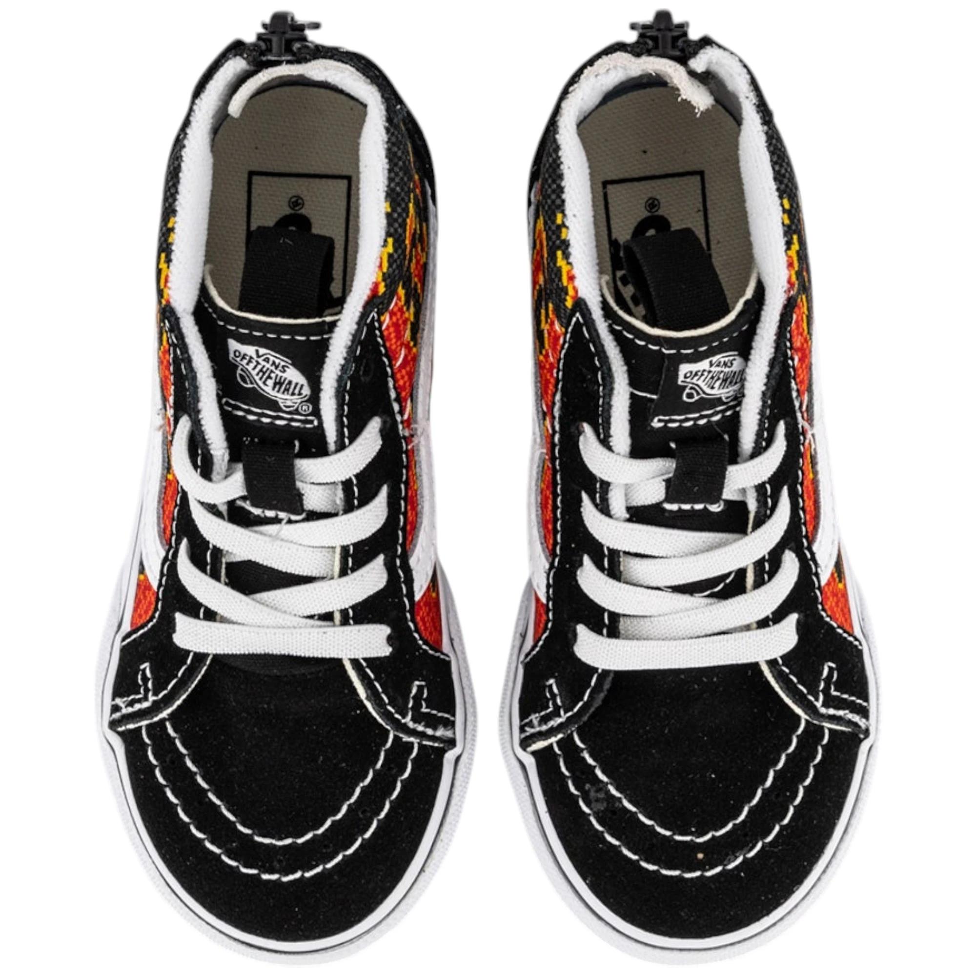 3 Vans Toddler Sk8-Hi Zip Pixel Flame Black/ Red Shoes BLACK/RED, 3 of 3