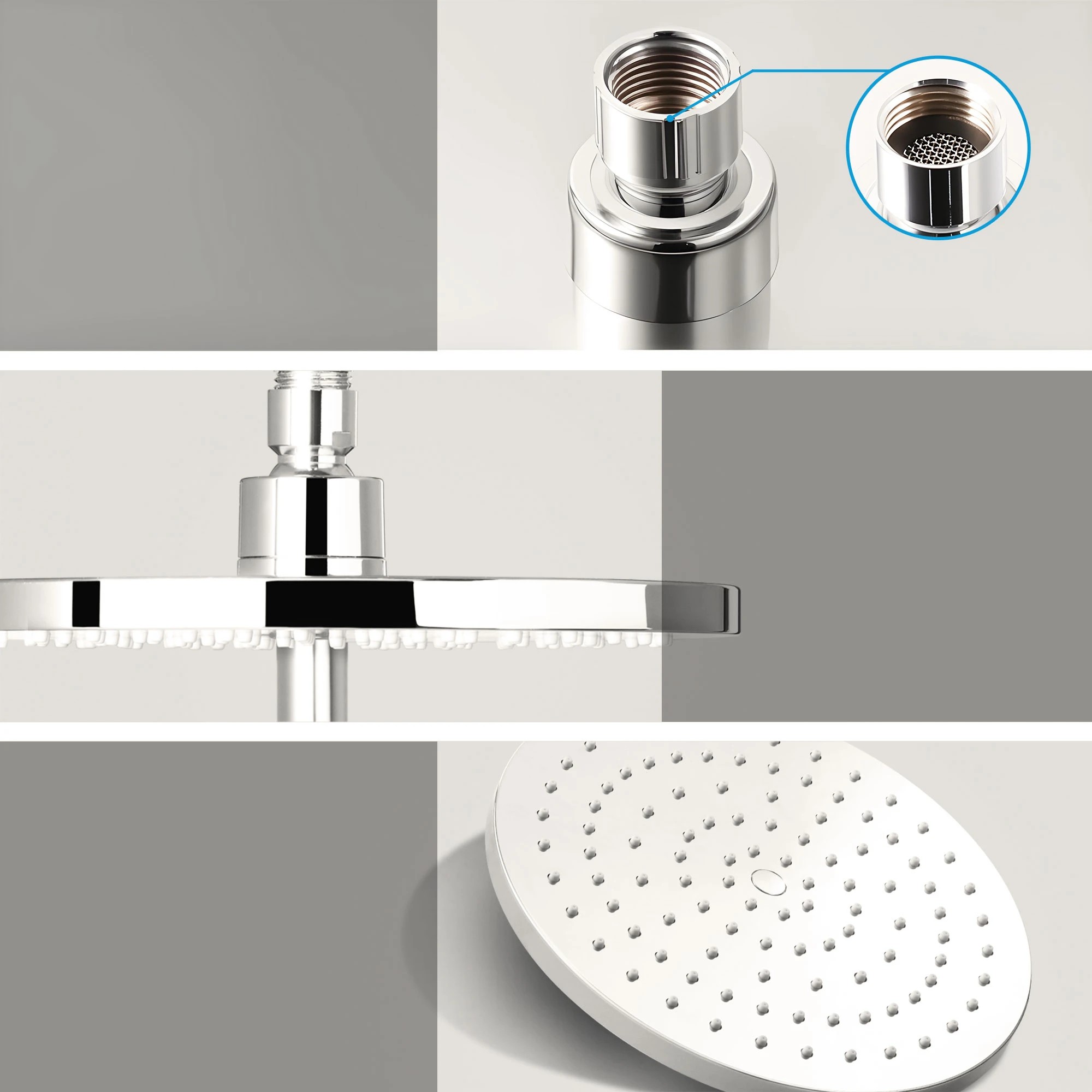 6 Cefito 9'' Rain Shower Head Set Handheld Round High Pressure Twins Tap Chrome - Silver, 6 of 9