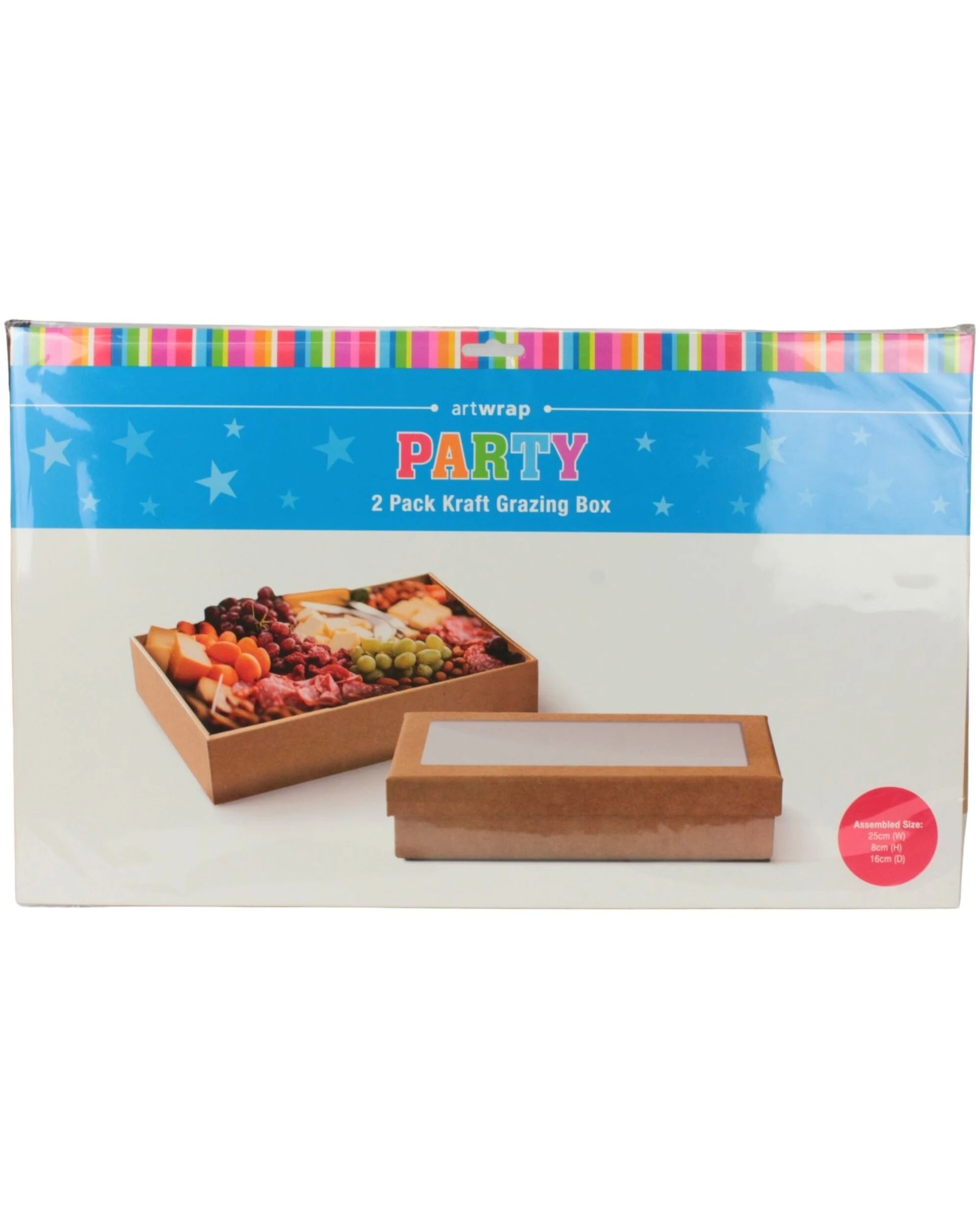 3 Artwrap Kraft Grazing Boxes with Lids 25cm x 16cm x 8cm Pack of 2 - Brown, 3 of 4