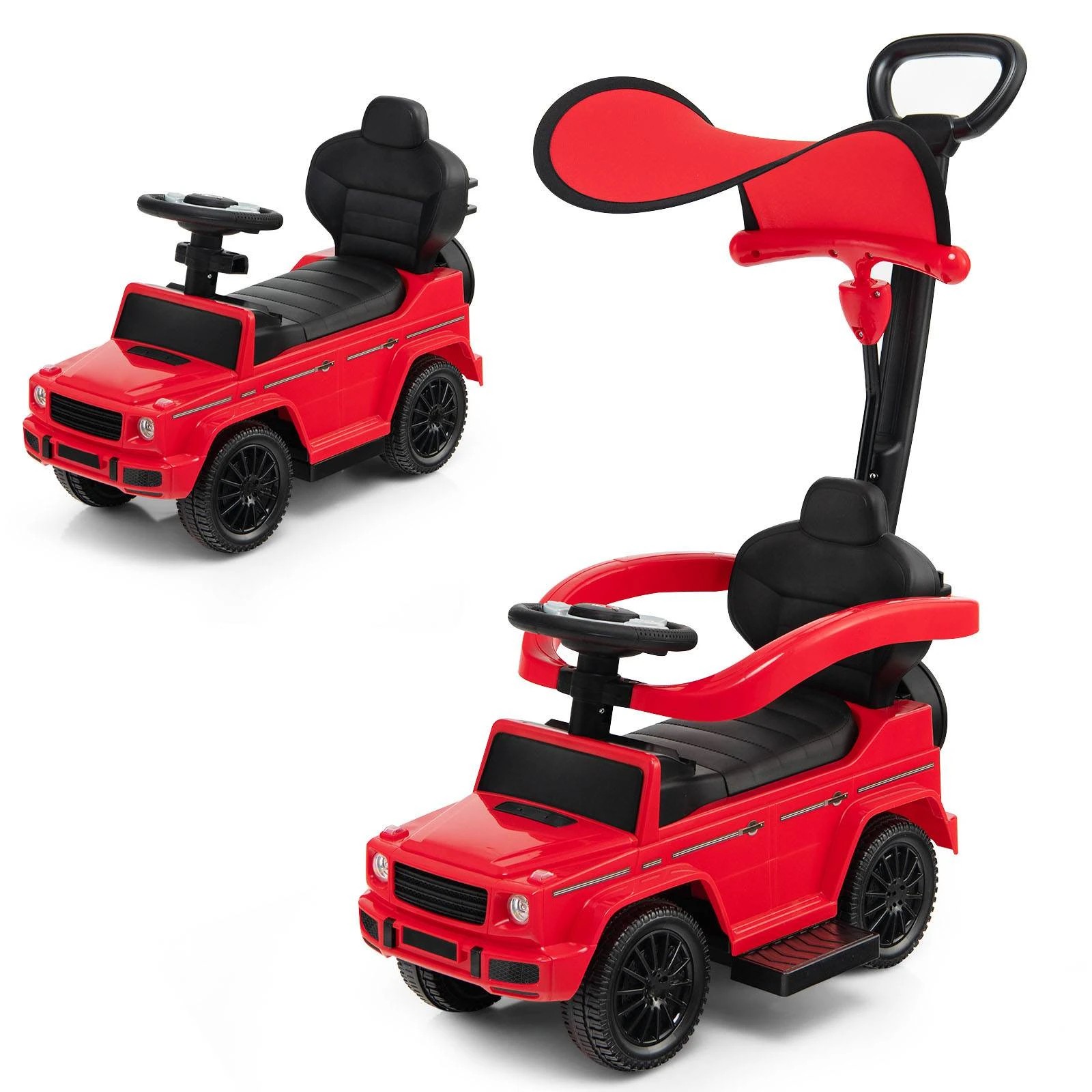 1 Costway Licensed Mercedes Benz Ride on Push Car w/Canopy - Red, 1 of 1