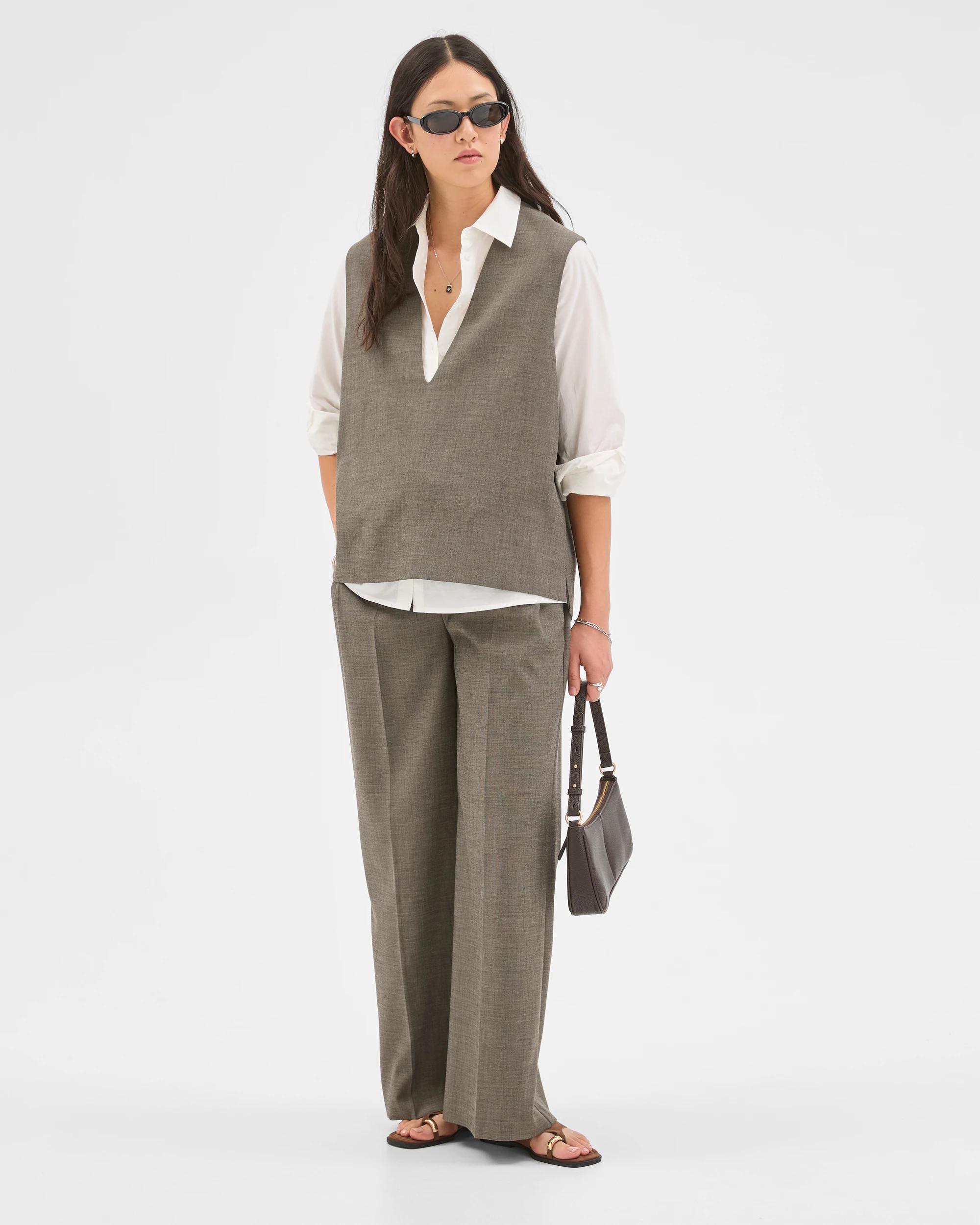 1 Preview Wrap Front Pants DARK CHOCOLATE MELANGE, 1 of 6