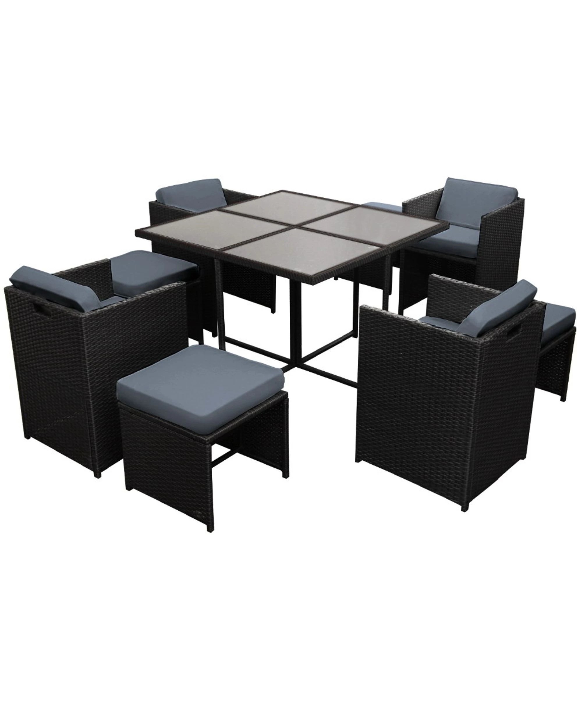 3 Gardeon Outdoor Dining Set 9 Piece Wicker Table Chairs Setting - Black, 3 of 6