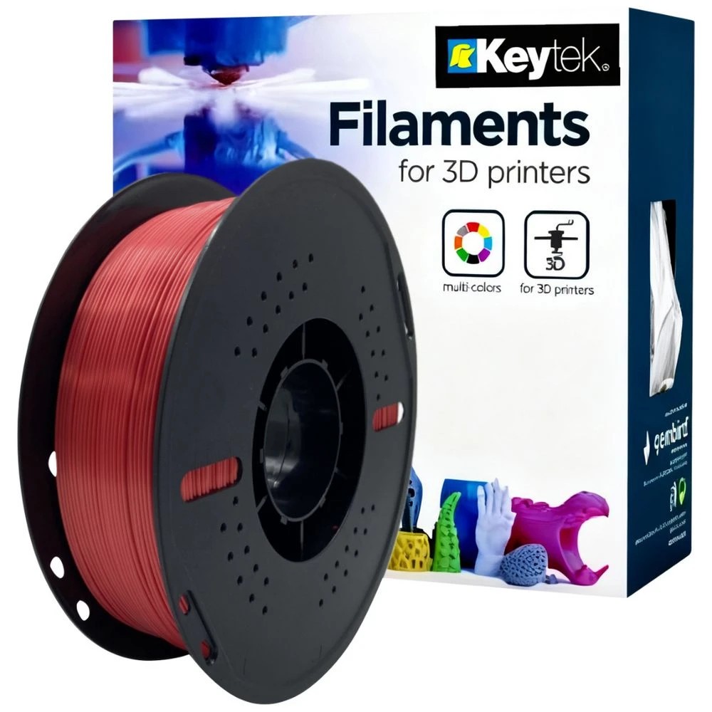 1 Keytek Silk PLA 3D Filament Red, 1 of 1