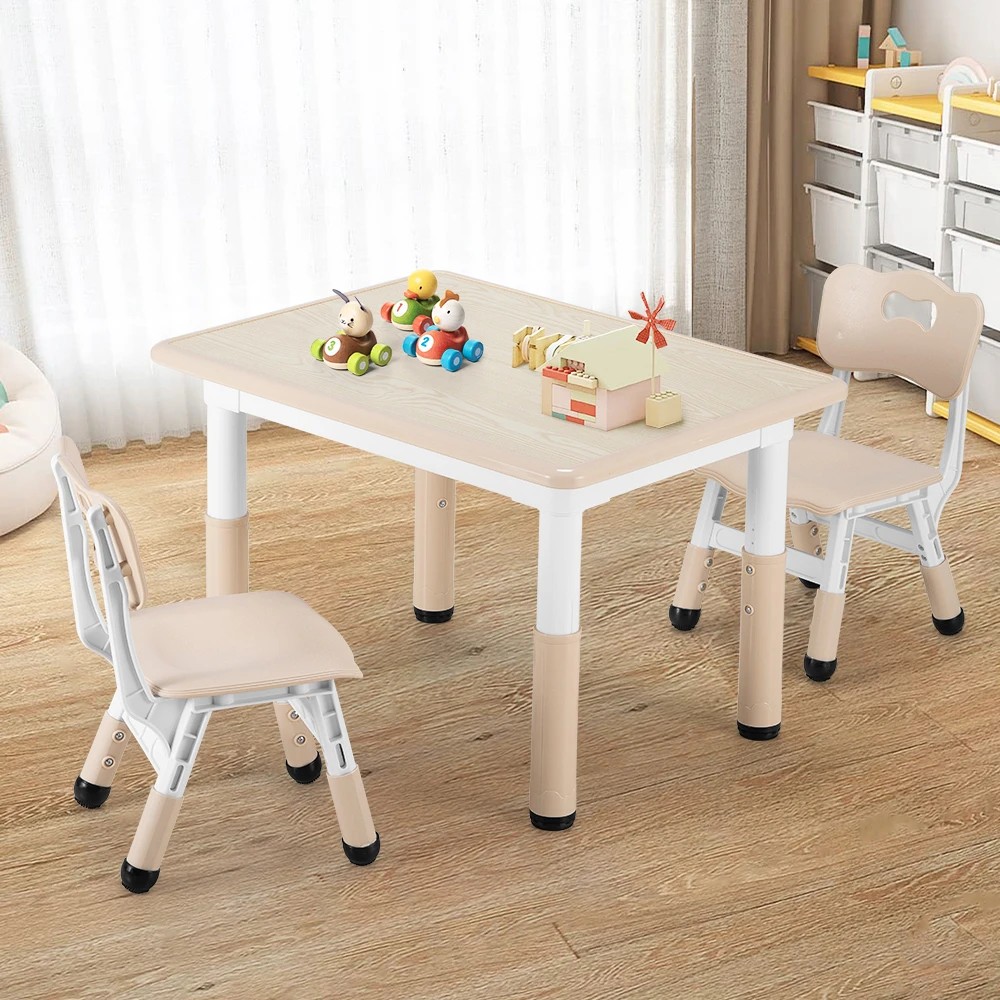 3 PlayPals Kids Table Chairs Set with Graffiti Desktop Height Adjustable - Beige, 3 of 4