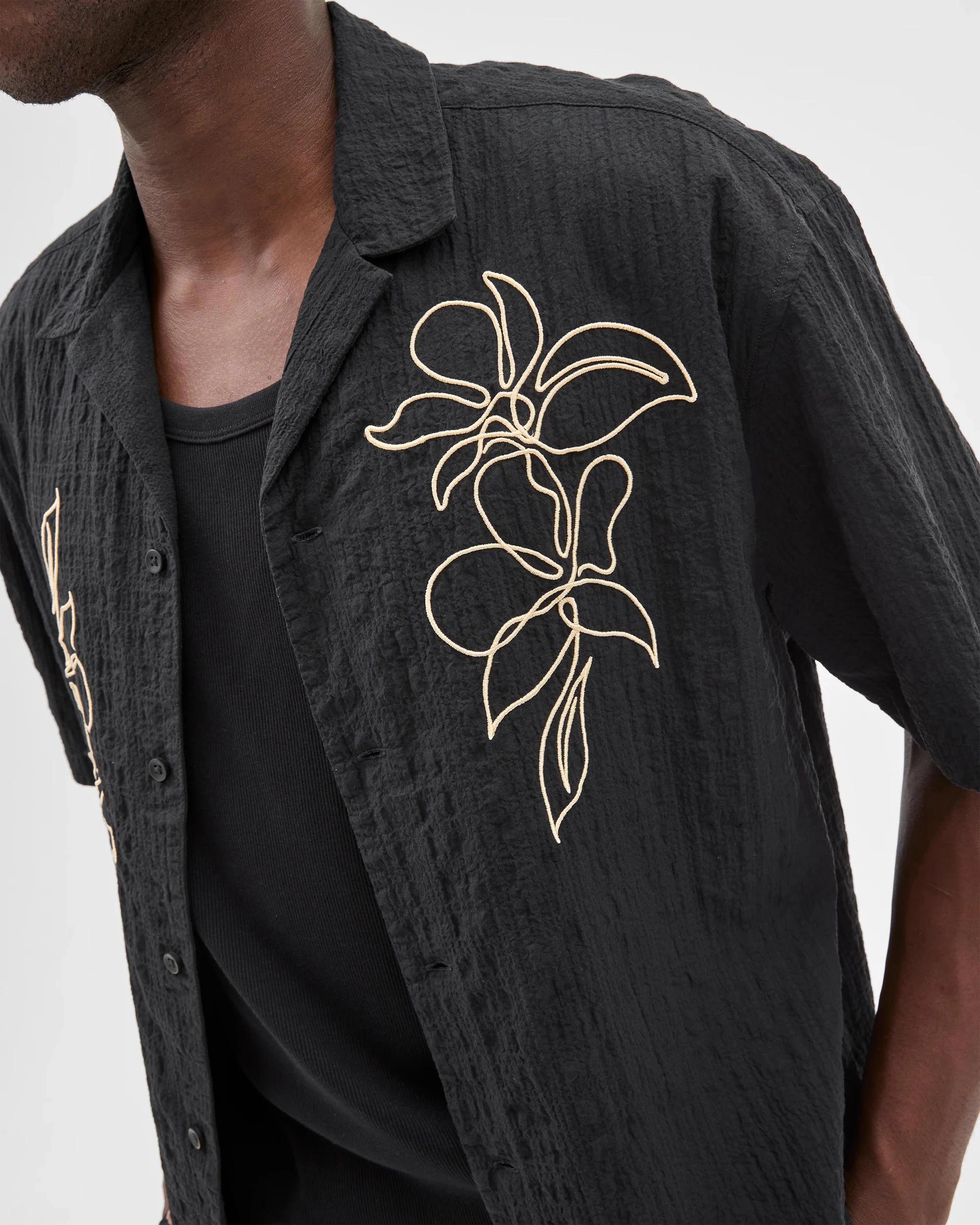 4 Commons Australian Cotton Short Sleeve Shirt FLORAL BLACK, 4 of 8