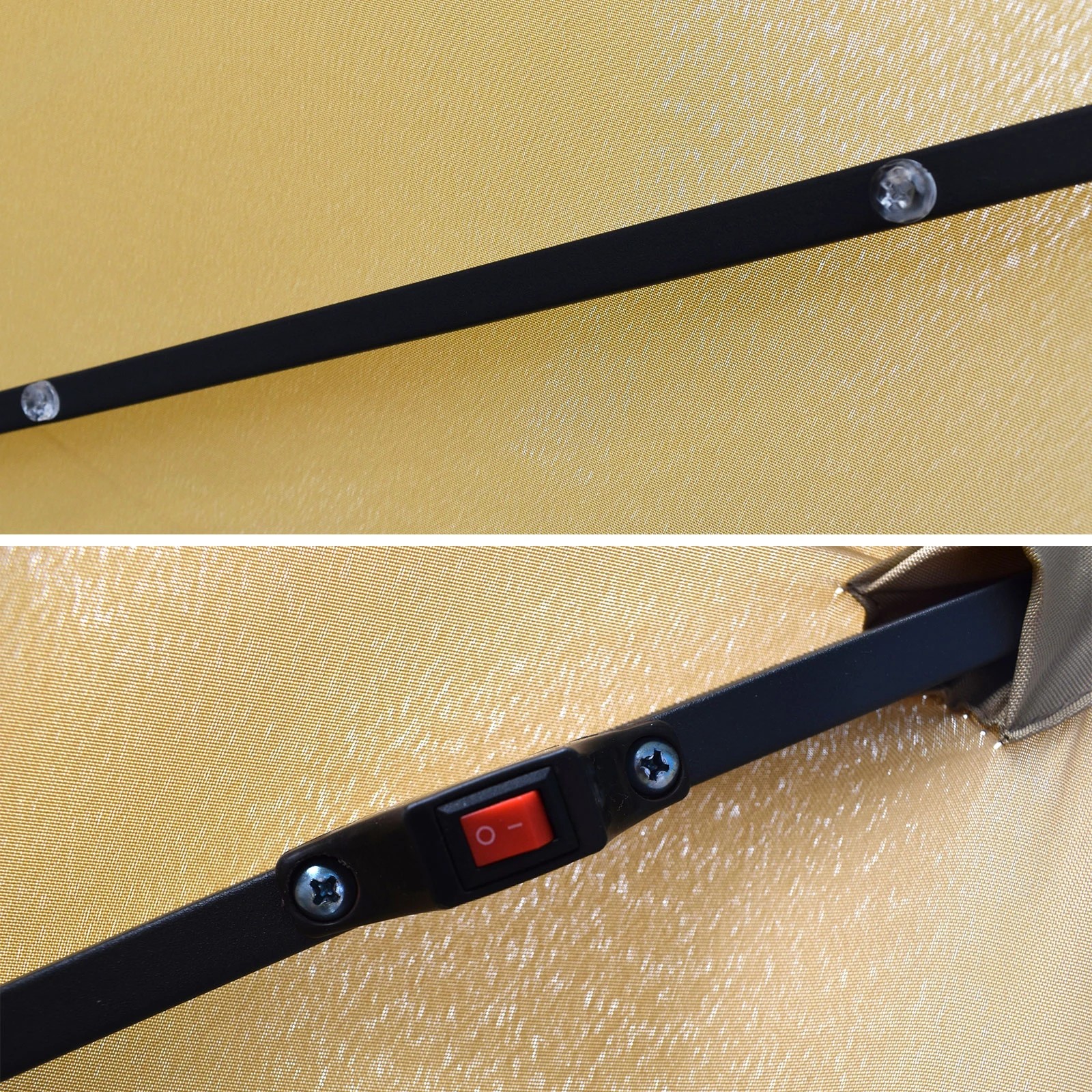 5 Arcadia Furniture 3 Metre Umbrella with Solar LED Lights - Beige, 5 of 5