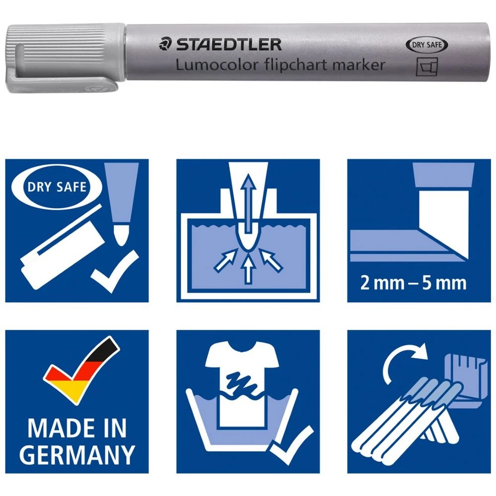 6 Staedtler Flipchart Marker Chisel Assorted 4 Pack, 6 of 7