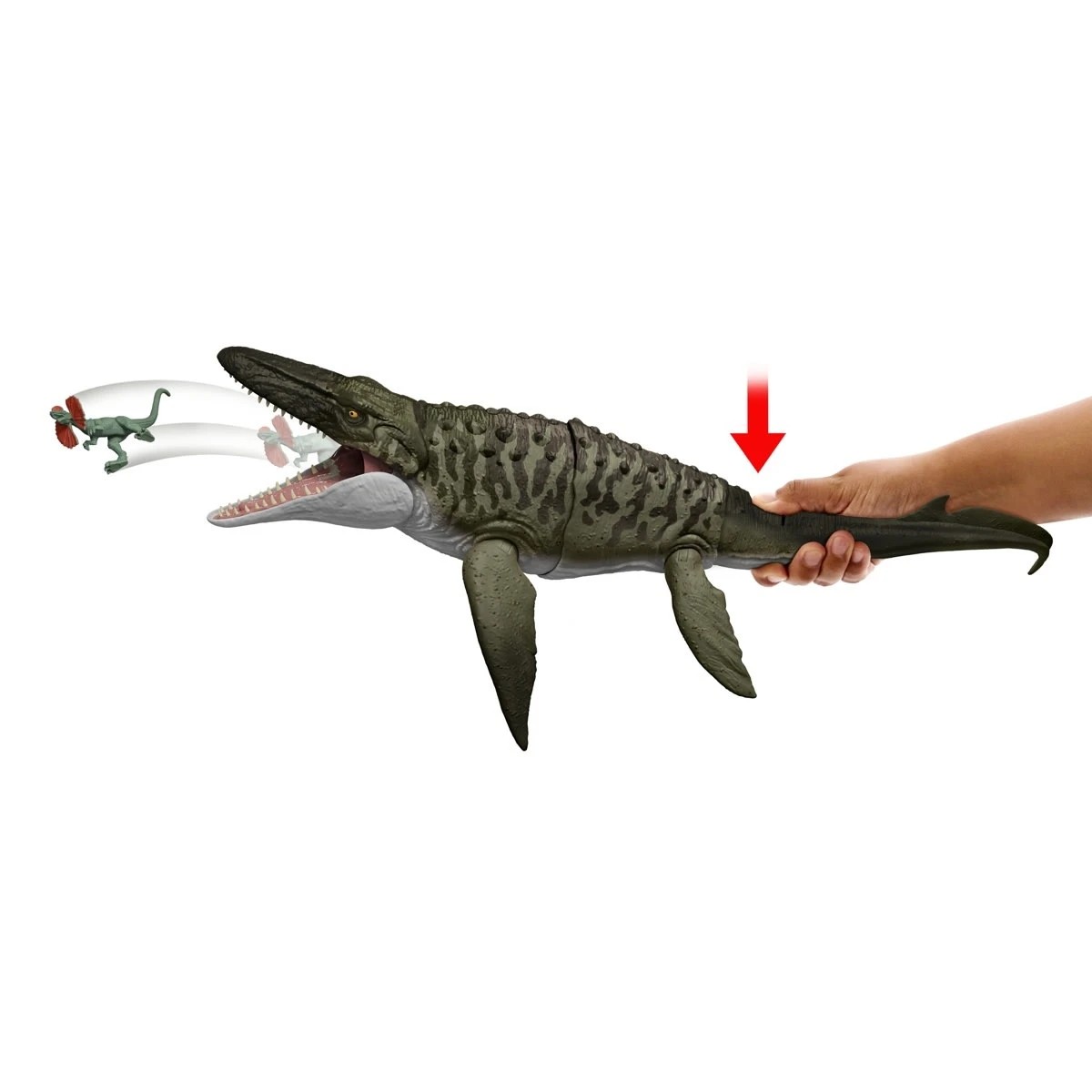 5 Jurassic World Rebirth Bite 'N Blast Mosasaurus Action Figure & Mini Dilophosaurus, 5 of 7
