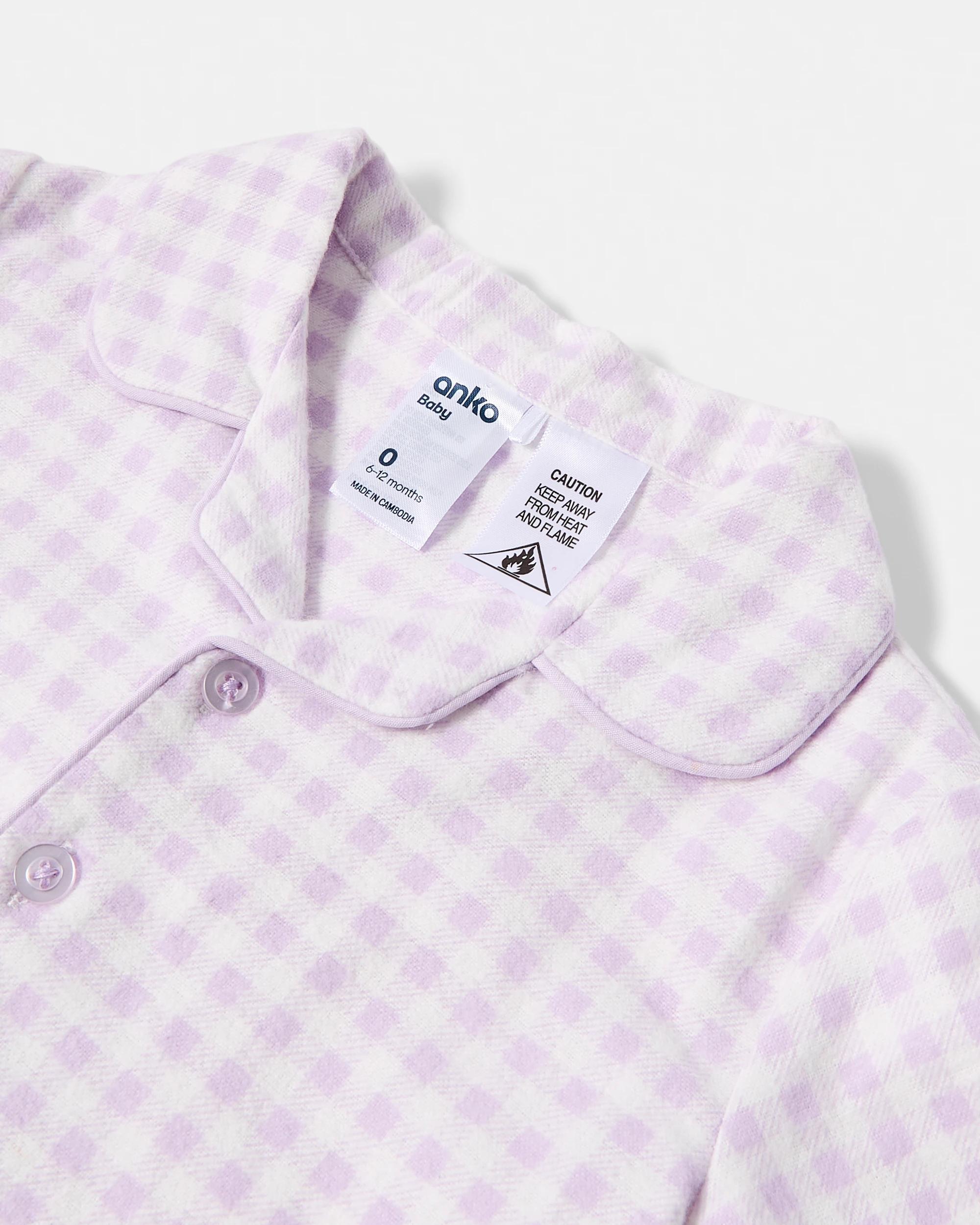 3 Australian Cotton Flannelette Pyjama Set Purp Gngm, 3 of 5