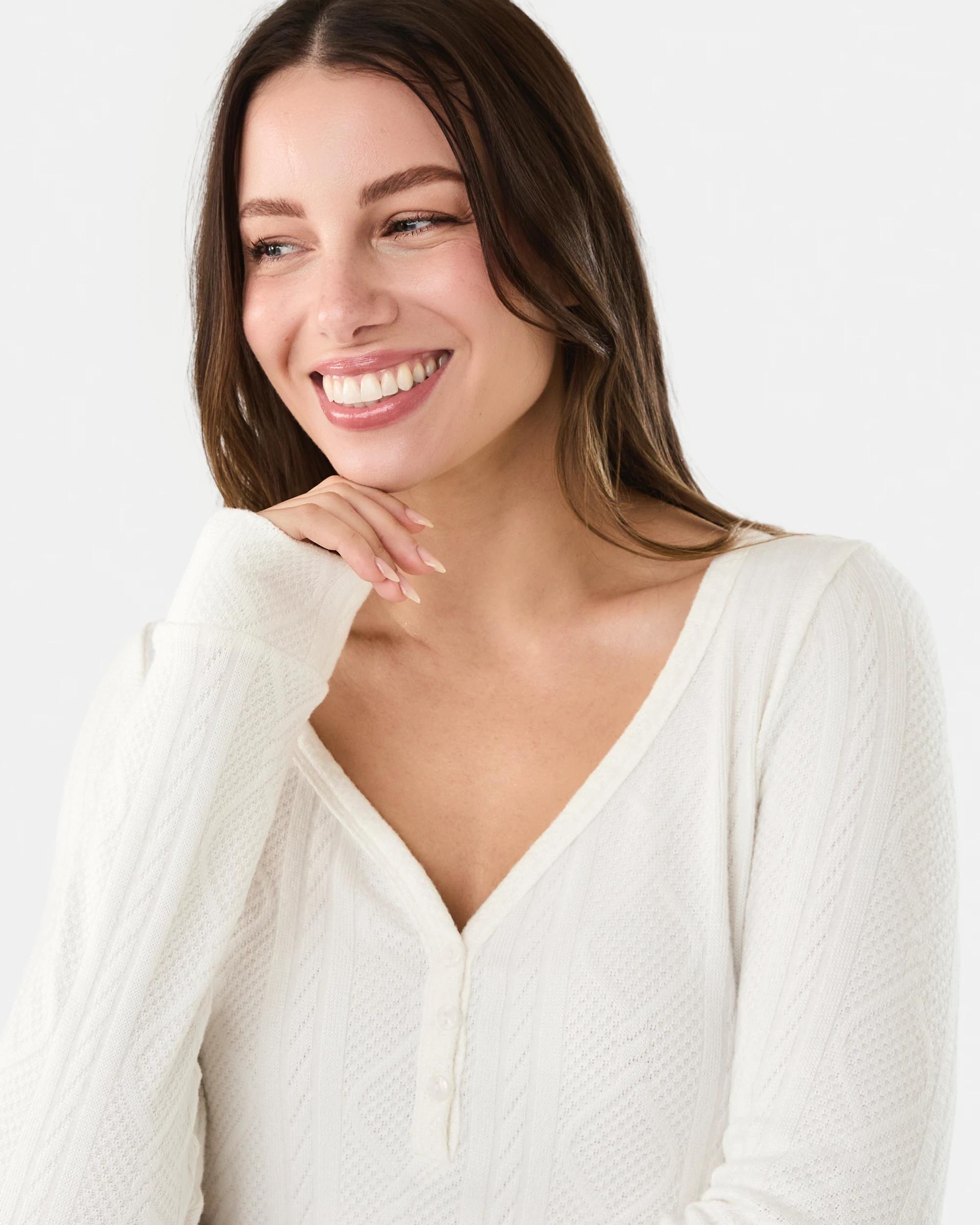4 Long Sleeve Cable Lounge Nightie Whisper, 4 of 8