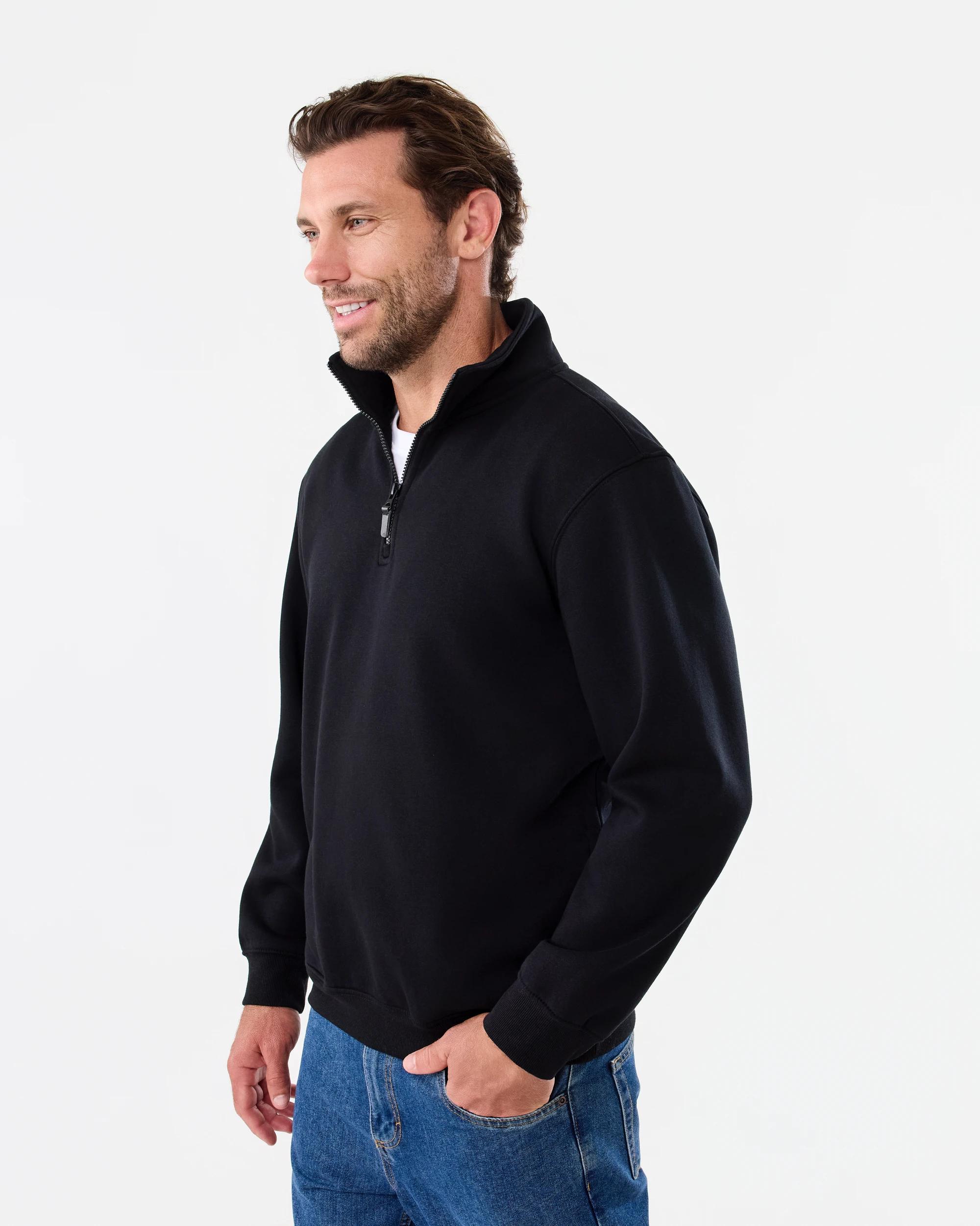2 Quarter Zip Sweatshirt Black, 2 of 6
