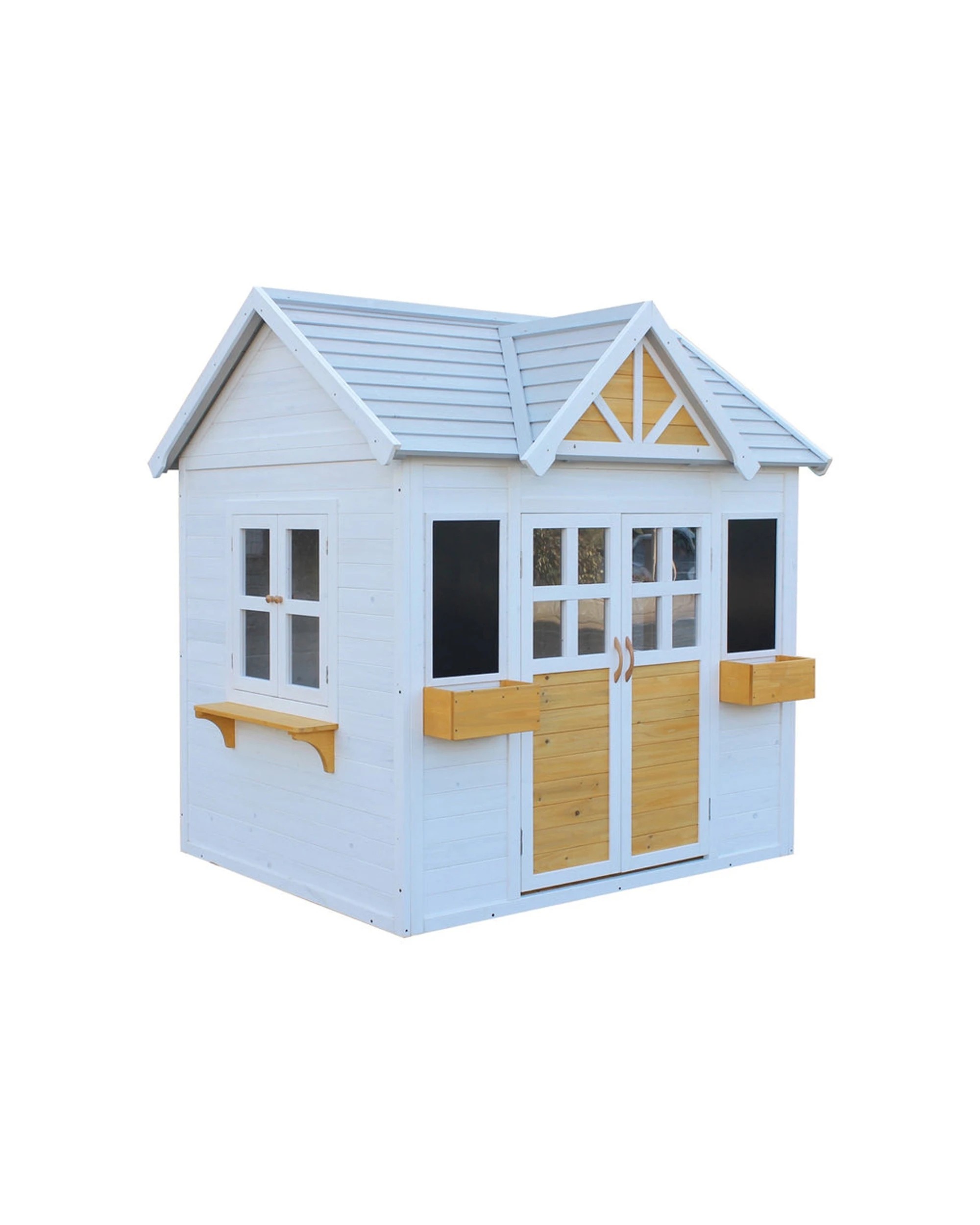 1 KIDZSHACK Country Kids Cubby House Planter Boxes Blackboard 3y+ - White, 1 of 5