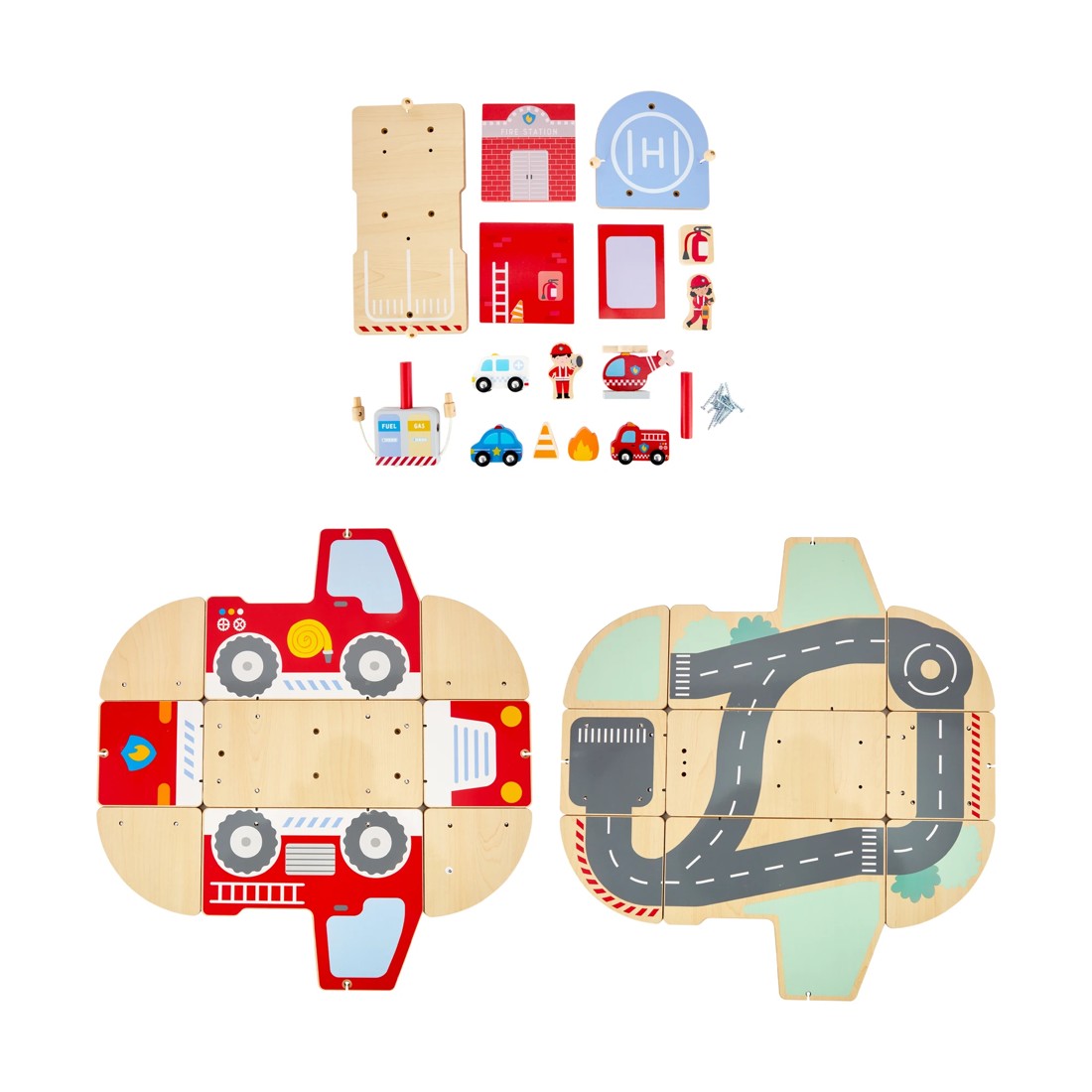 5 11 Piece Wooden Fire Station Playset, 5 of 8