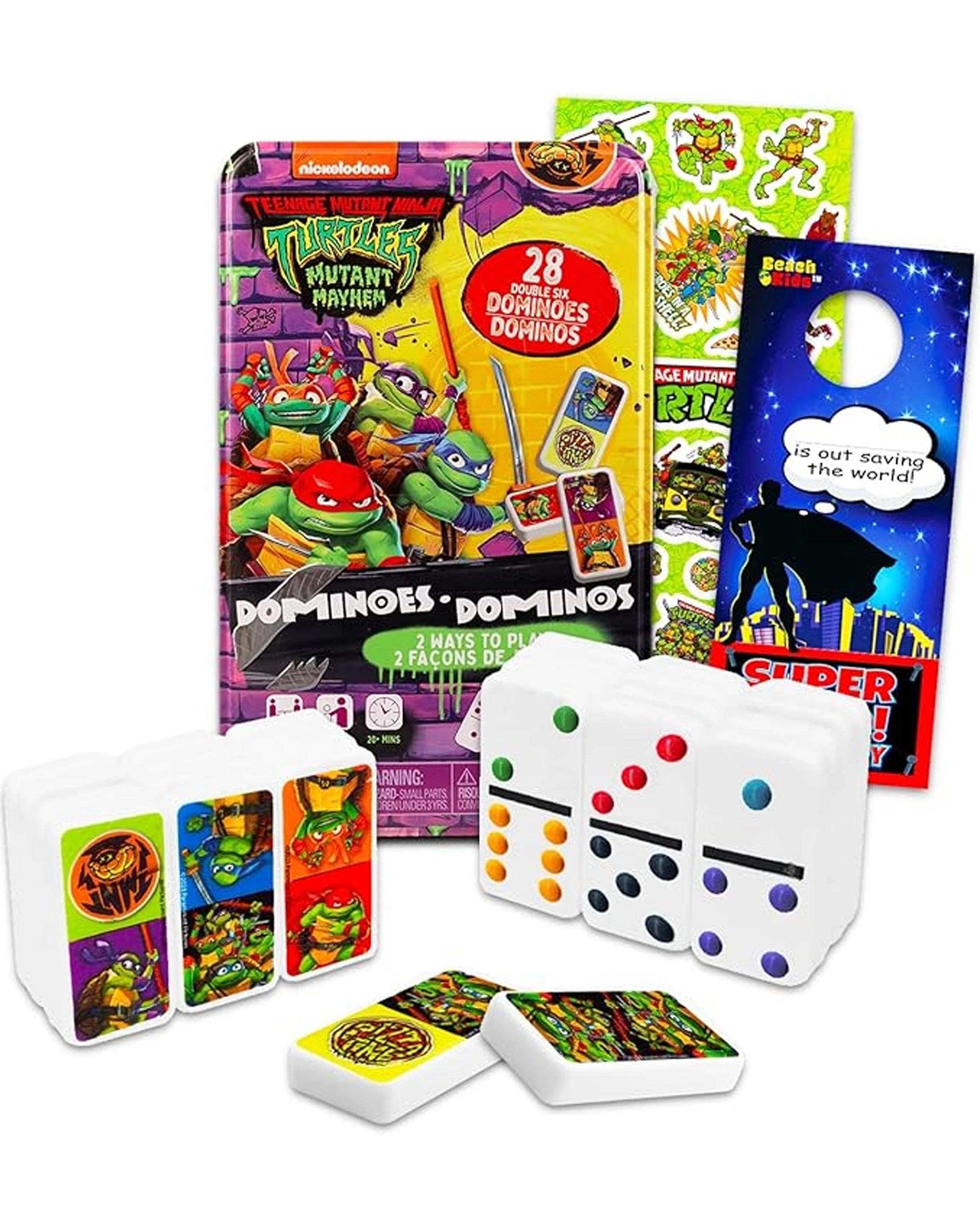 1 Nickelodeon Teenage Mutant Ninja Turtles Mayhem Double Six Dominoes 28pc Set - Multi, 1 of 4