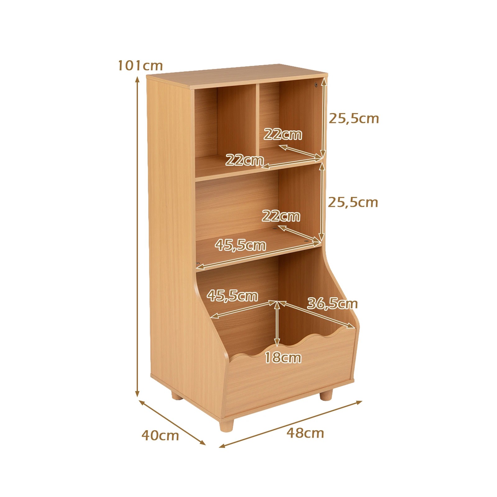 2 Costway 3-Tier Bookshelf 3 Compartment Bookcase Toy Organizer Storage Shelf Rack - Natural, 2 of 5