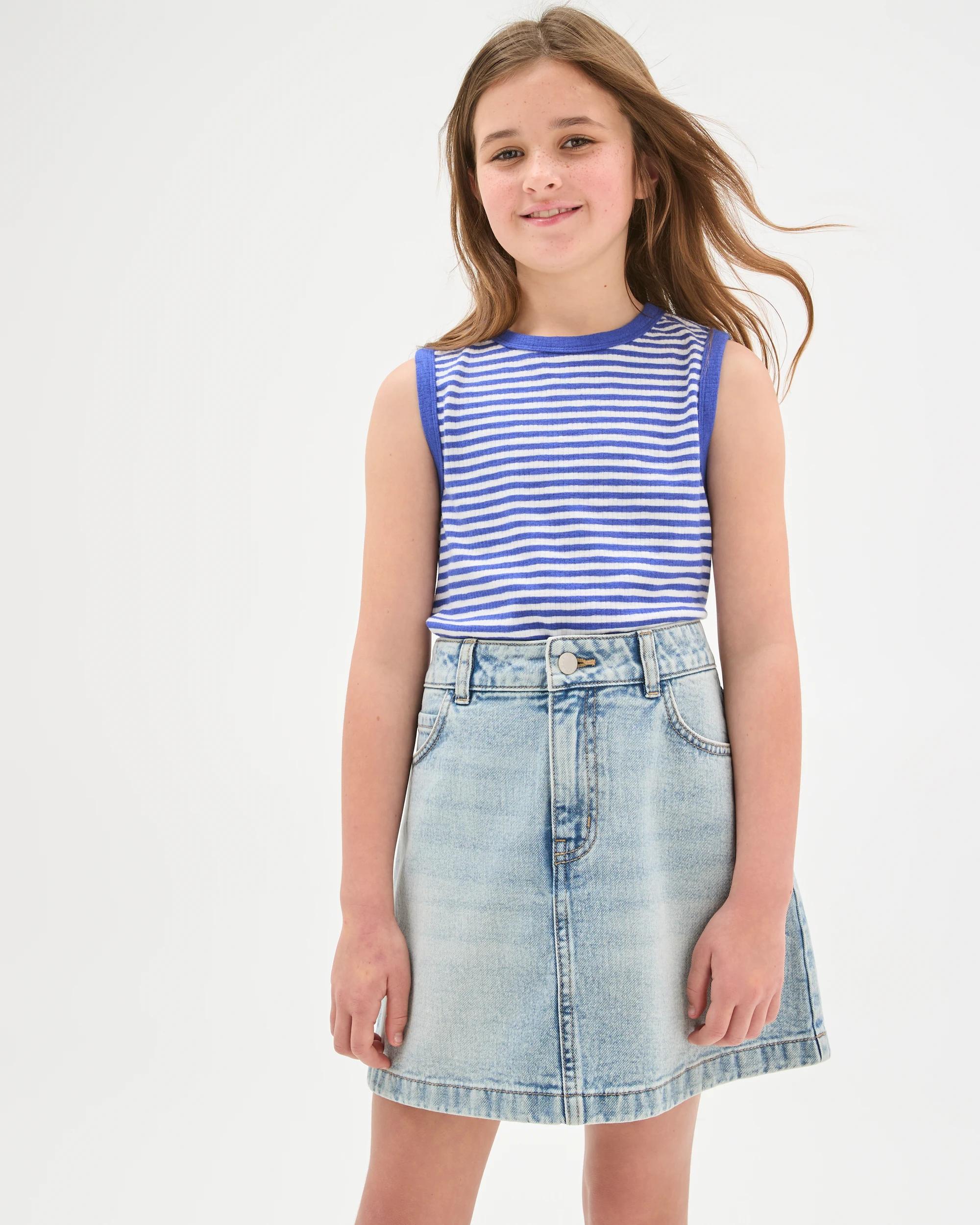 1 Target Kids Essential Sleeveless Relaxed Rib Tank Top STRIPE BLUE, 1 of 6