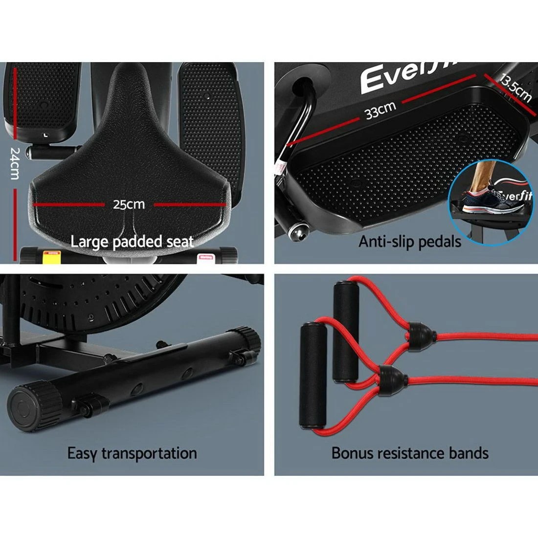 6 Everfit Exercise Bike 4 in 1 Elliptical Cross Trainer Home Gym Indoor - Black, 6 of 6