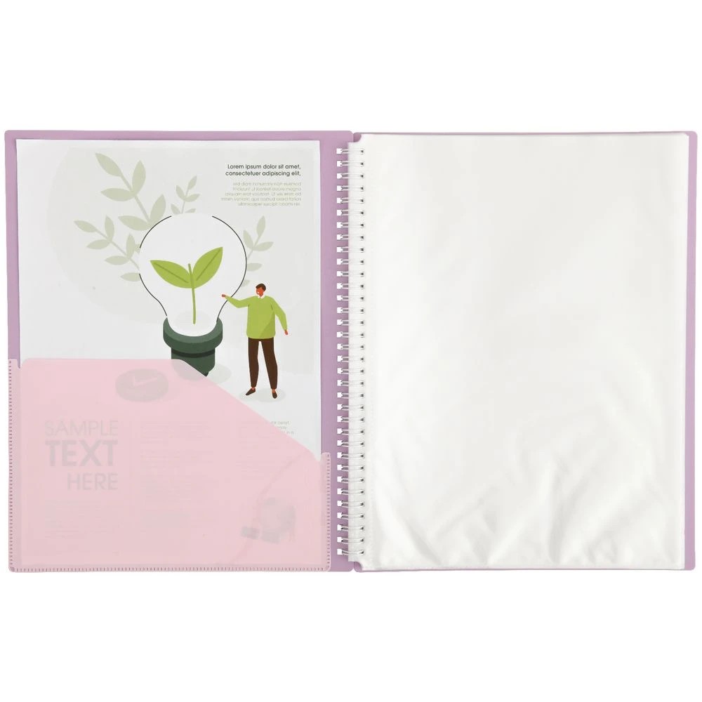 3 Otto A4 Fixed Display Book 20 Pockets Purple, 3 of 4