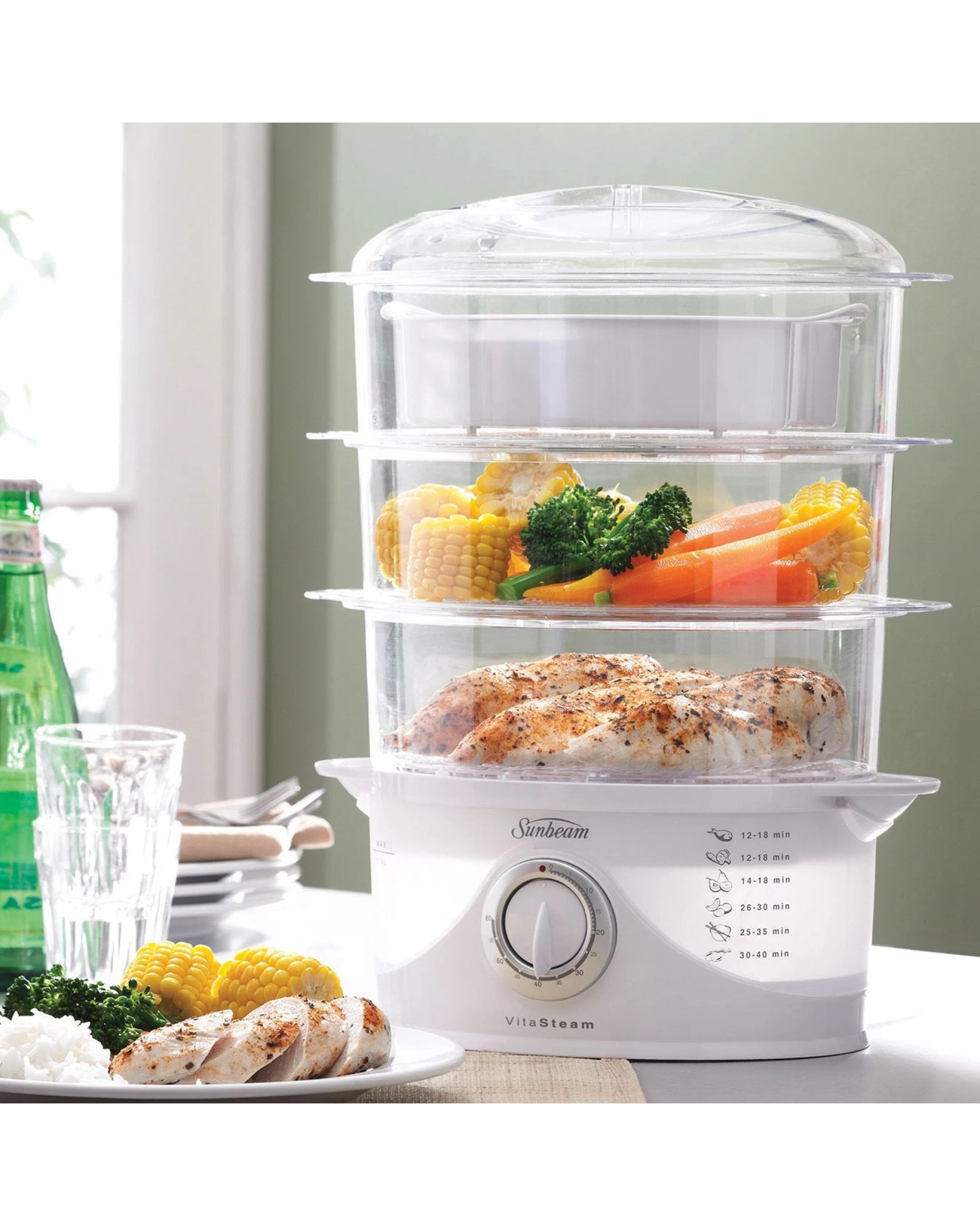 3 Sunbeam Vitasteam Deluxe Manual 3-Tier Food Steamer, 3 of 4